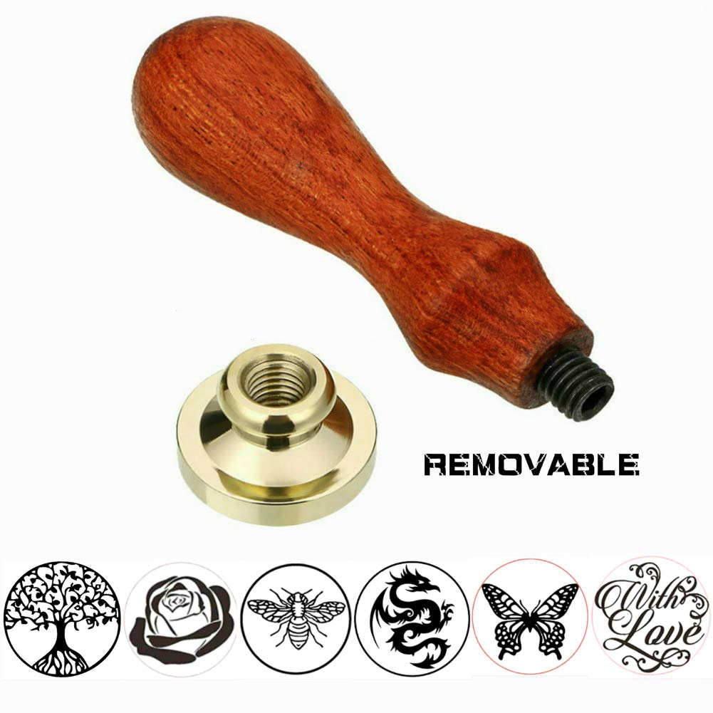 ANBOSE 6-Piece Wax Seal Stamp Kit with Butterfly, Dragon, Rose & Tree Designs - Copper Seals & Wooden Handle for Letters, Invitations, Wedding Cards & DIY Crafts - Elegant Gift for Stationery Lovers