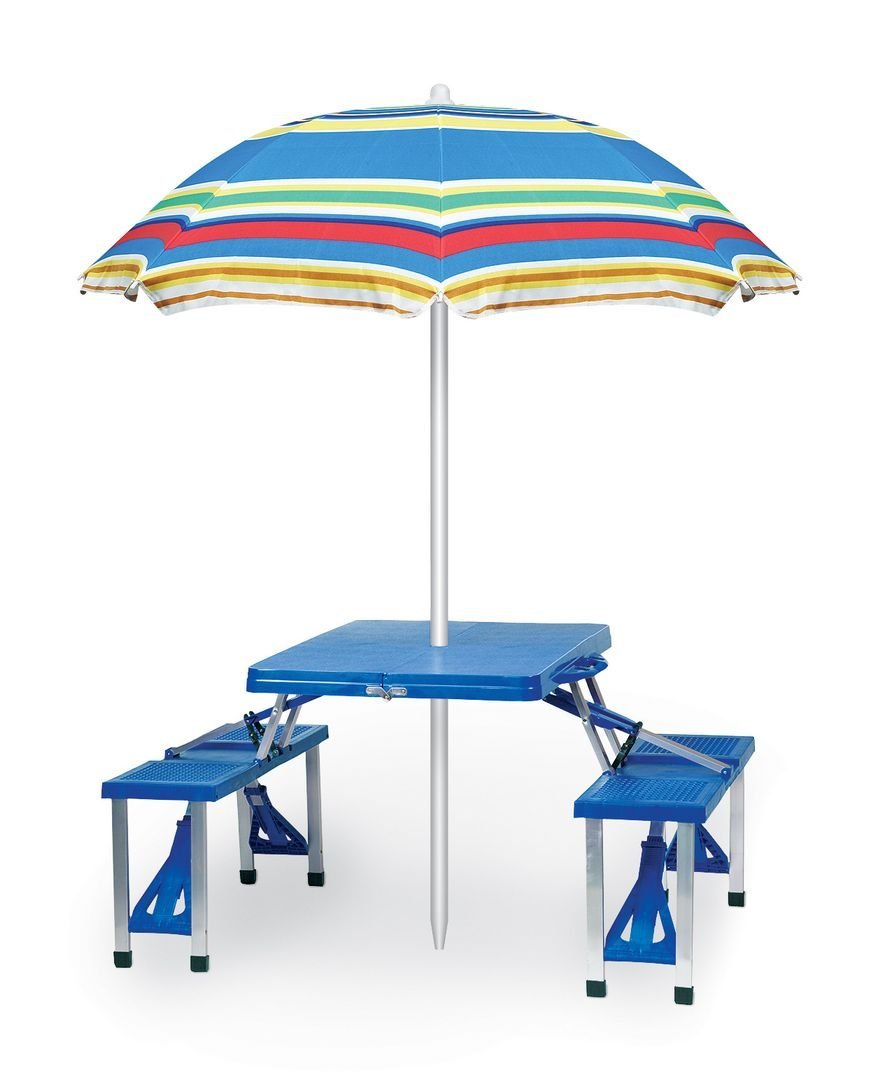 Picnic Time 811-00-139-000-0 Portable Folding Table - Lightweight, Compact & Durable Outdoor Picnic Table for Camping, Beach, Tailgating & Backyard (Blue)