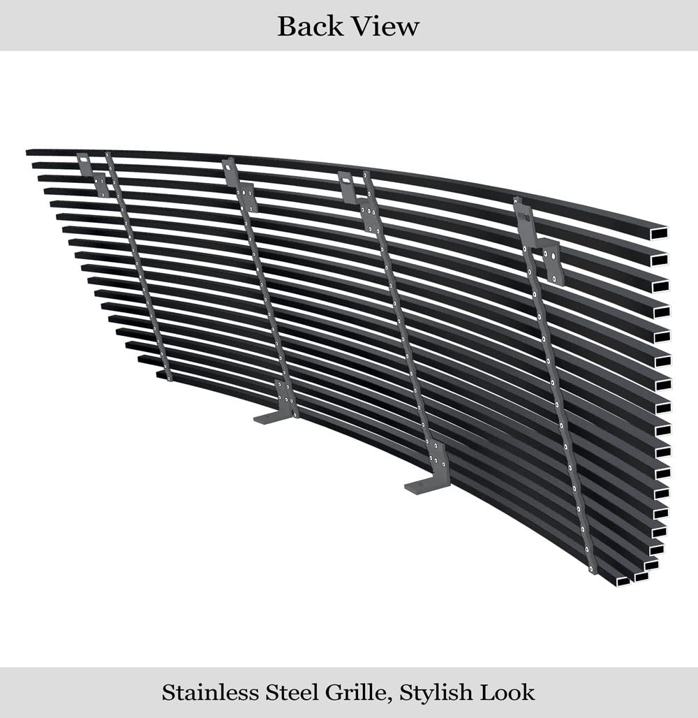 APS Compatible with Ford Expedition 2003-2006 Main Upper Stainless Steel Black Horizontal Billet Front Grill Grille Insert F85372J - Upgrade Your Truck's Style for Off-Road & Daily Driving