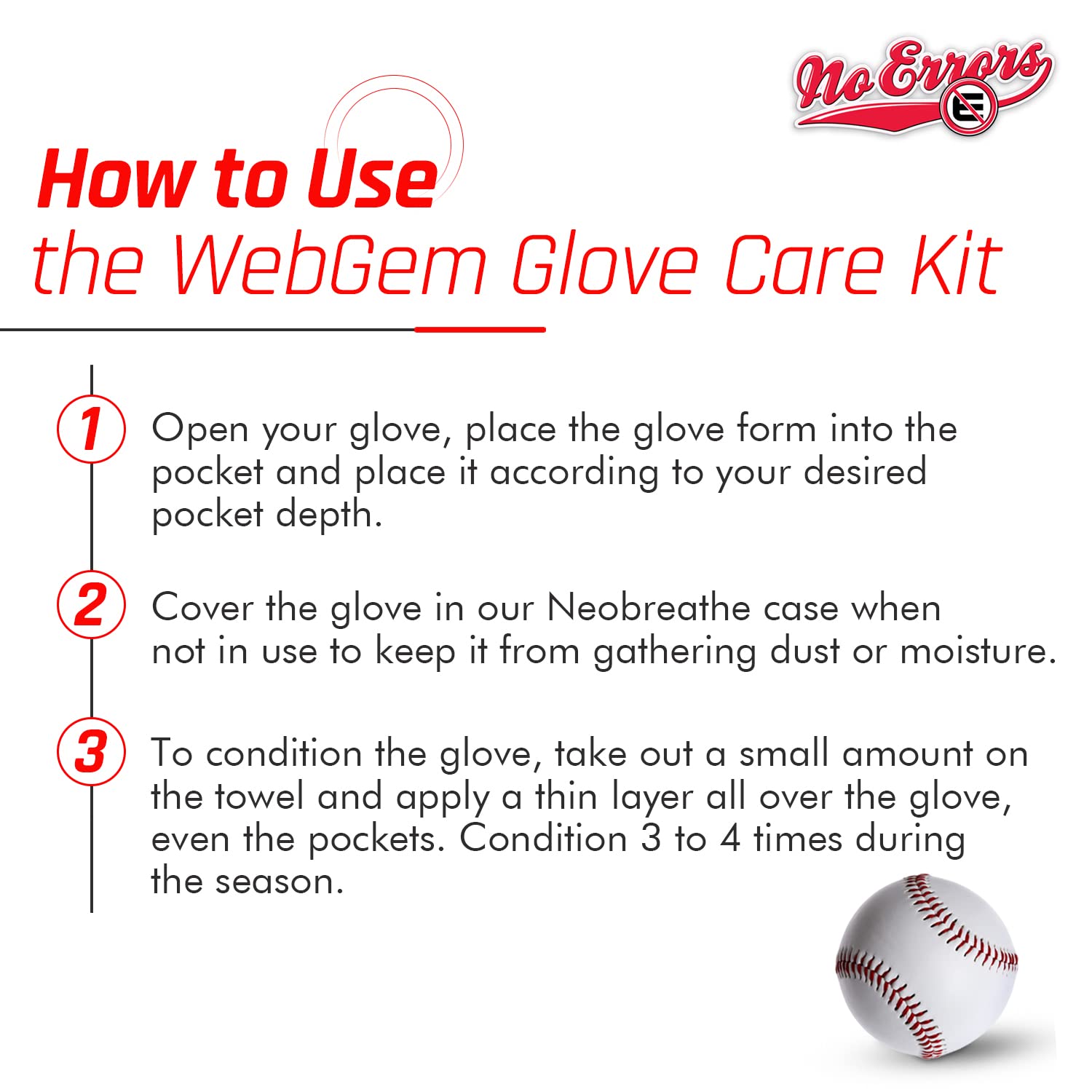 WebGem Catchers Mitt Care Kit - Baseball Glove Conditioner & Formation Tool, Reduces Break-in Time, Preserves Shape - Essential Catcher's Gear & Perfect Gift for Baseball Players (Use for Game Day Prep & Off-Season Maintenance) (Glove Not Included)