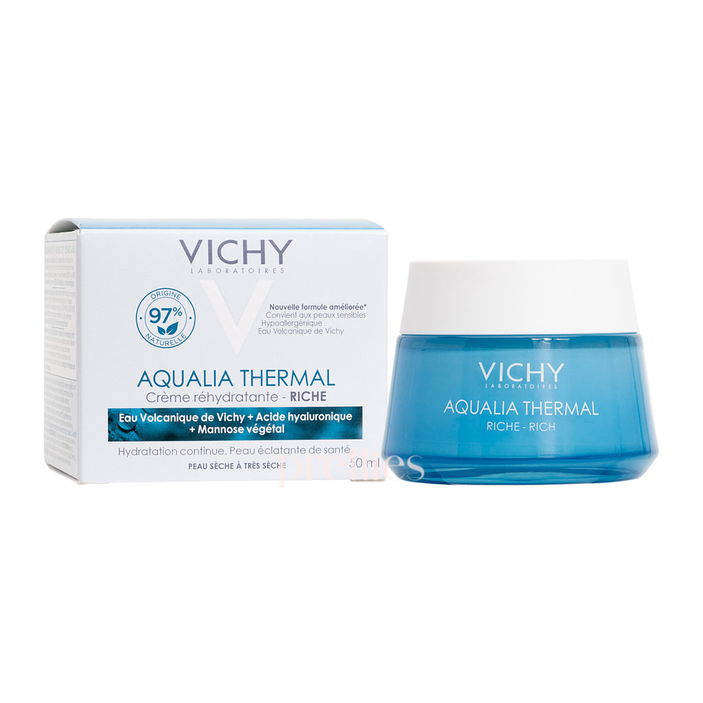 VICHY Aqualia Thermal Rich Hydrating Cream 50ml - Intense Moisturizing Face Cream for Dry Skin | Day & Night Hydration for Healthy Glow | Perfect for Winter Care & Daily Skincare Routine