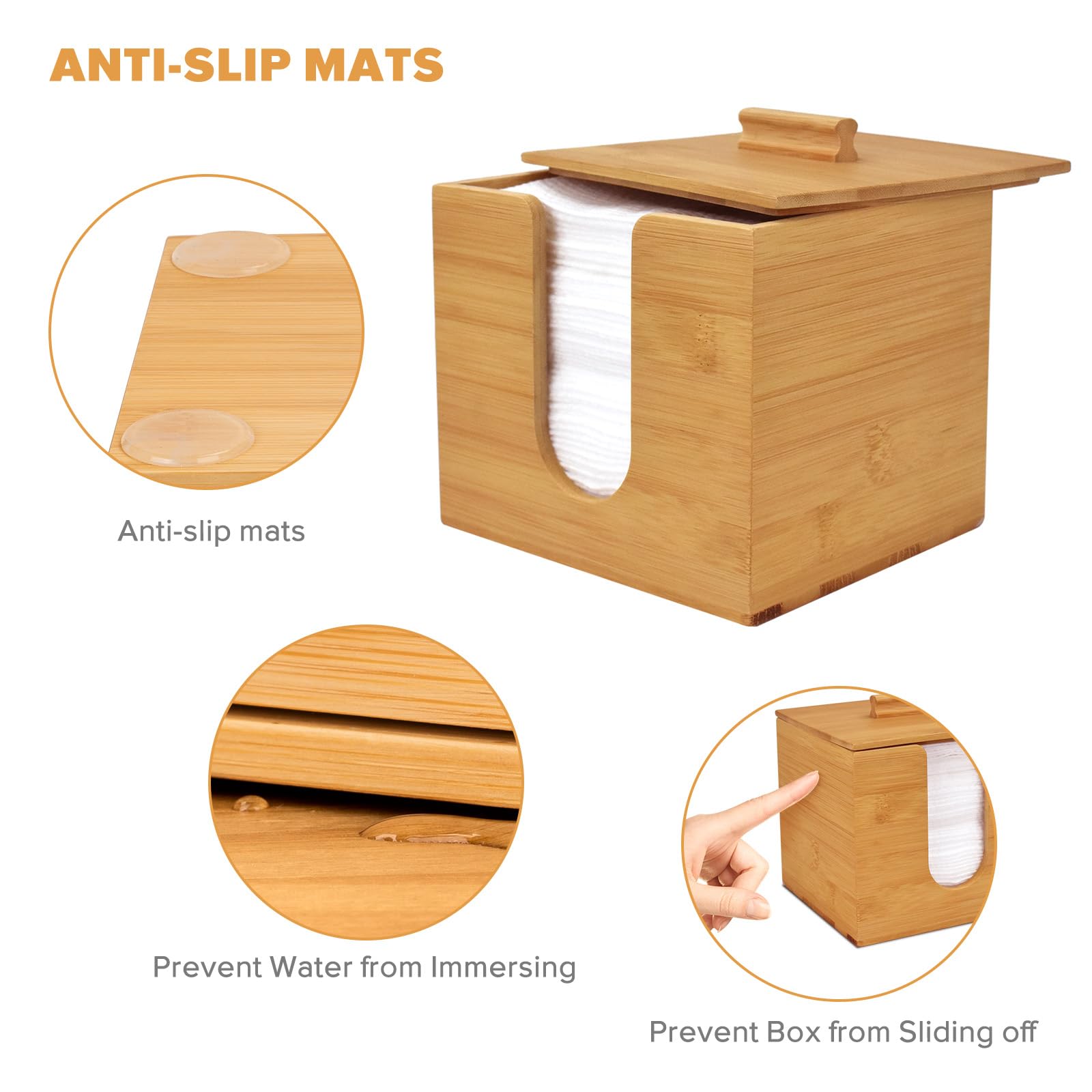 Eco-Friendly Bamboo Box for XL Clean Towels & Face Towels | Disposable Makeup Remover Wipes Organizer | Skin Care & Beauty Storage Container | Perfect for Bathroom Vanity, Spa & Travel