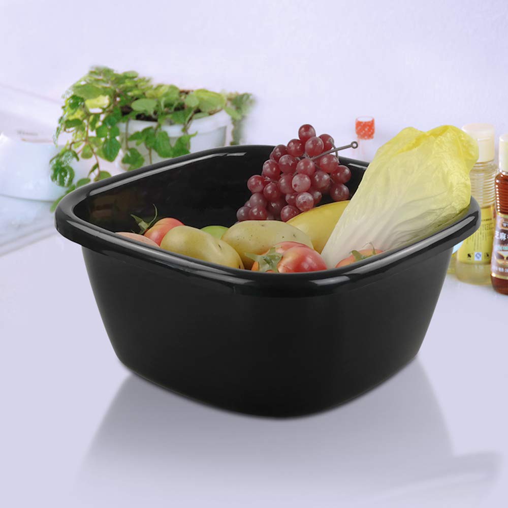16 Quart Wash Basin - 3-Pack Black Plastic Dish Pan for Kitchen, Laundry, Camping & Household Cleaning