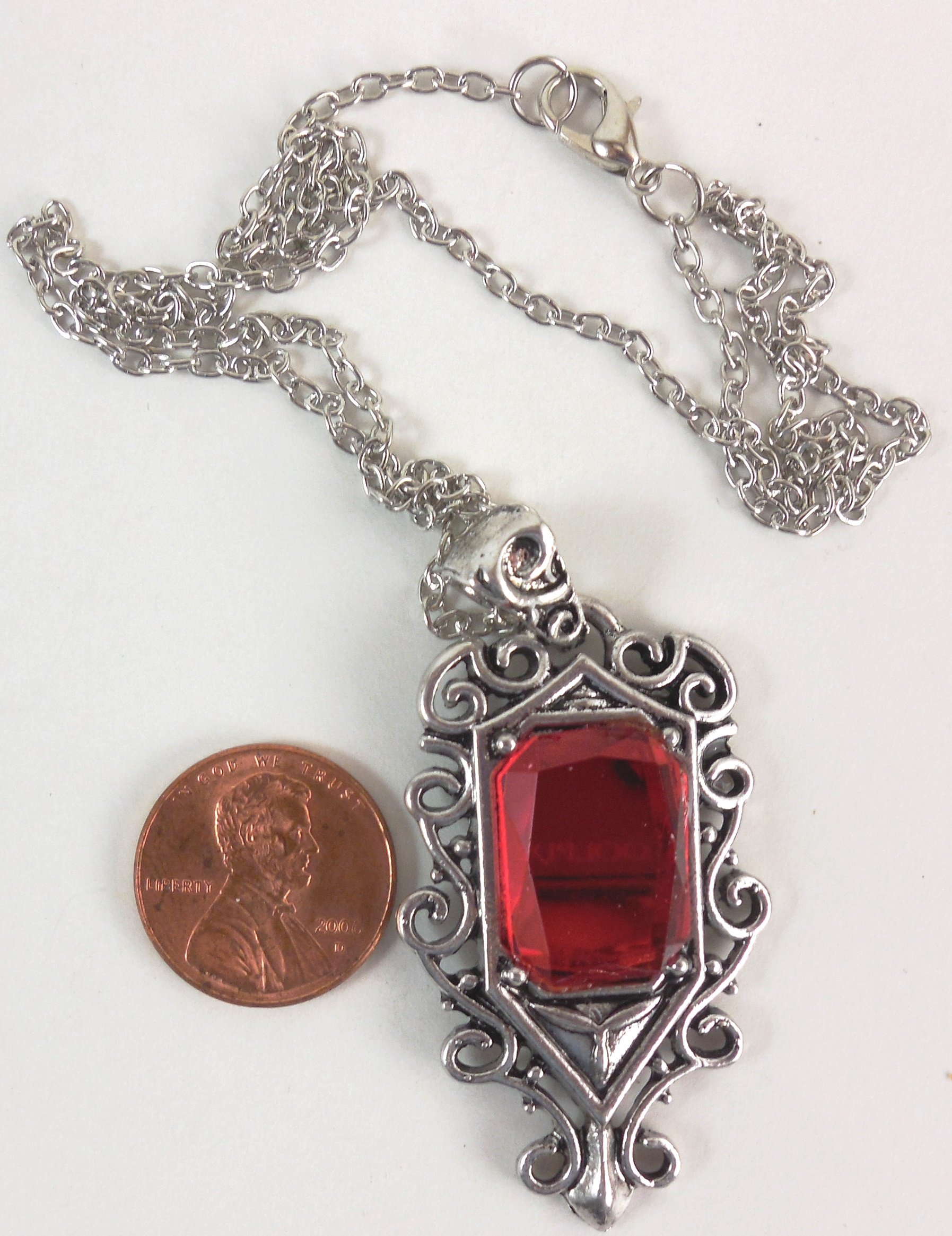 BBBS Affiliate Isabelle Lightwood Demon Sensing Red Stone Necklace - Inspired by Mortal Instruments City of Bones | Gothic Jewelry for Fantasy Cosplay & Book Lovers Gift
