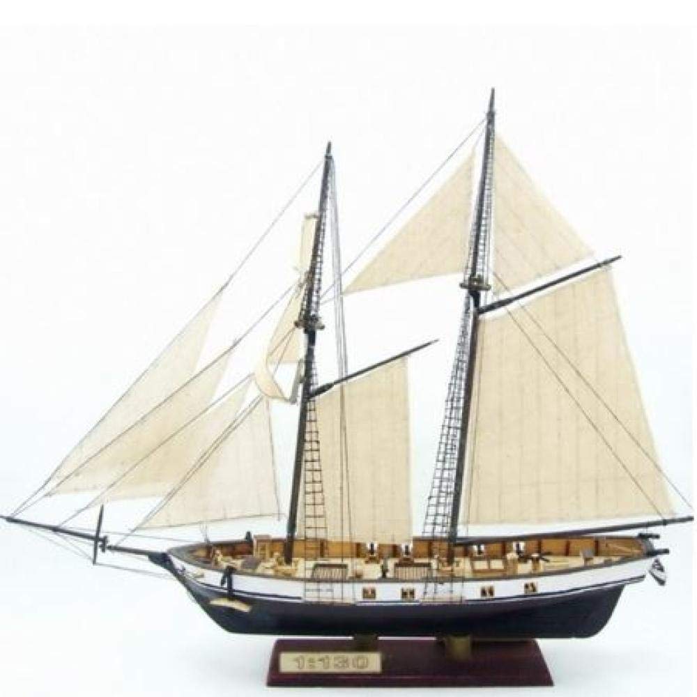 1:130 Scale DIY Sailboat Model Kit - Wooden Ship Assembly Toy for Kids & Adults, Vintage Sailboat Decor for Living Room, Office, or Nautical Themed Party - Perfect Gift for Model Enthusiasts & Collectors