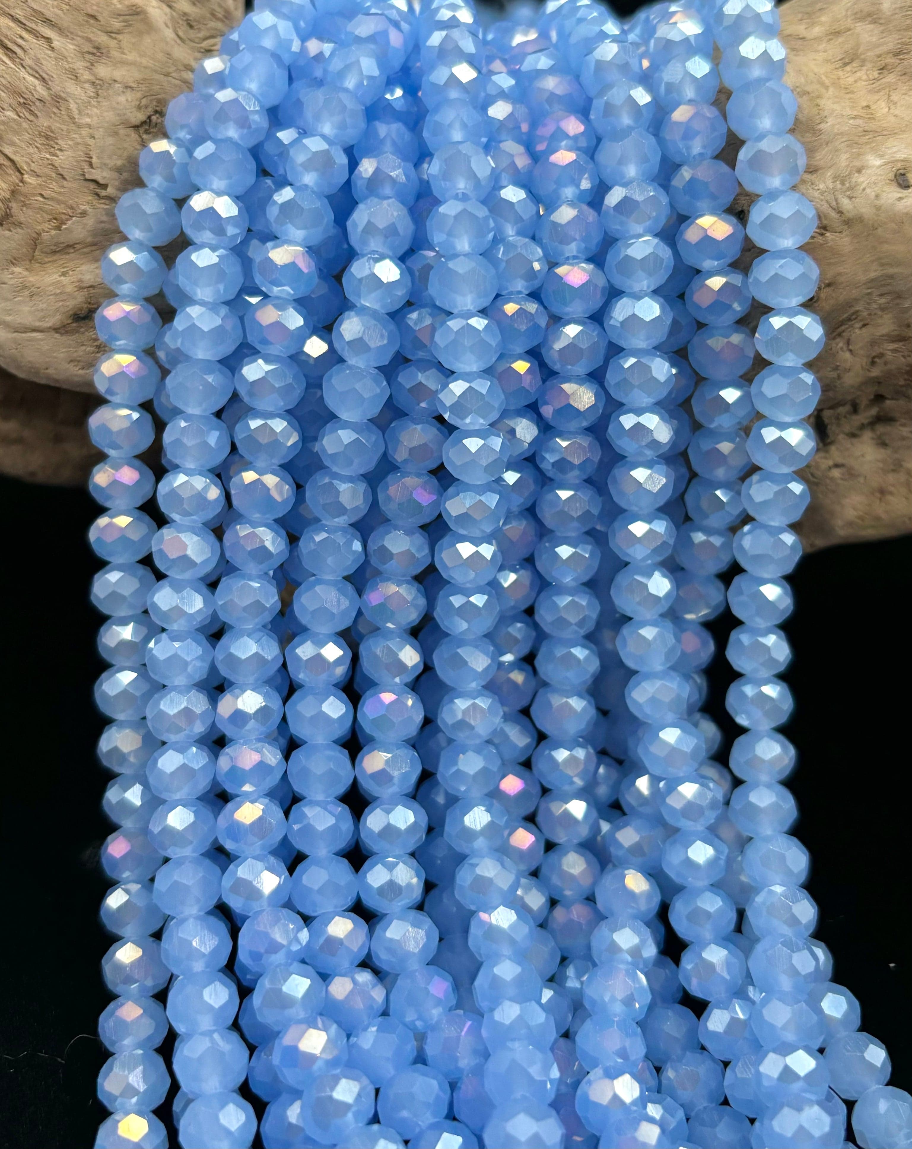 Blue Crystal Bead Strands for Jewelry Making - DIY Necklace Bracelet Craft Supplies | Perfect for Beading, Wedding Decor, Gift Wrapping