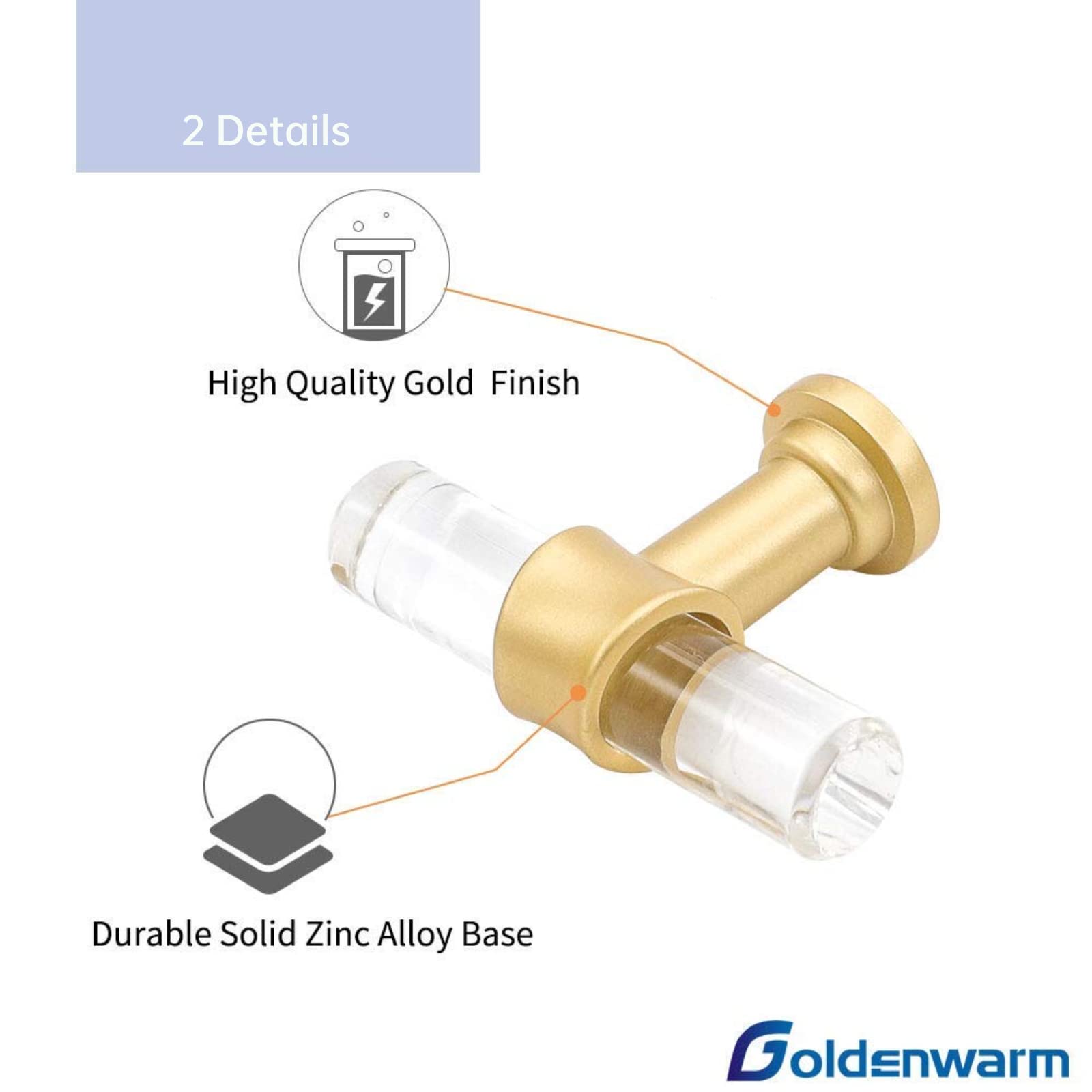 GoldenWarm 25 Pack Gold Crystal Drawer Knobs - Single Hole T Bar Lucite Acrylic Cabinet Hardware for Kitchen Cupboard, Bathroom, Dresser & Furniture Upgrade