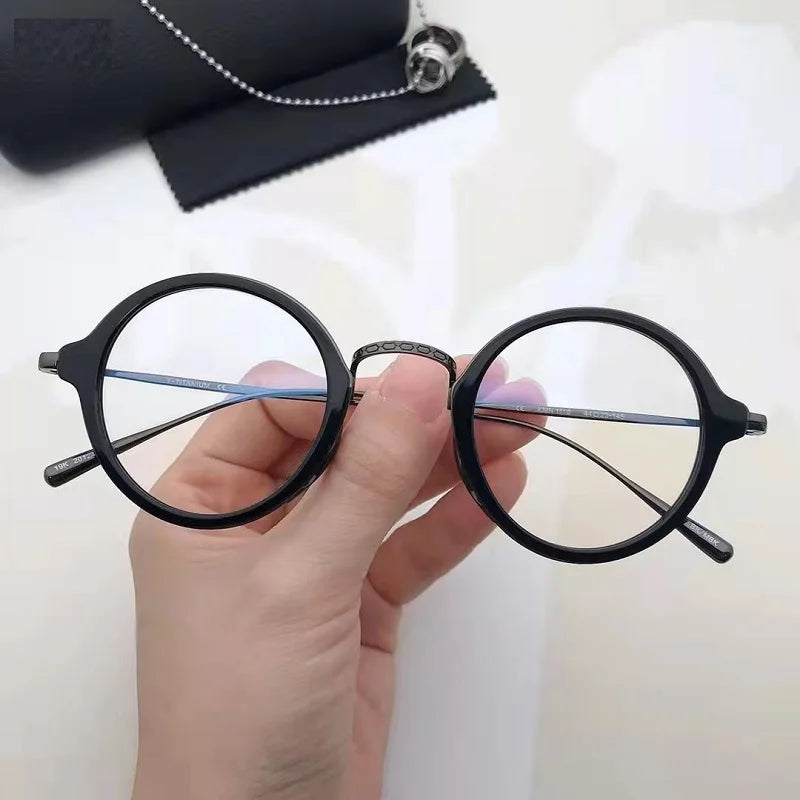 Aimee Unisex Full Rim Round Titanium Acetate Eyeglasses 1121110 - Lightweight & Durable Eyewear for Men & Women - Perfect for Reading, Work & Everyday Use