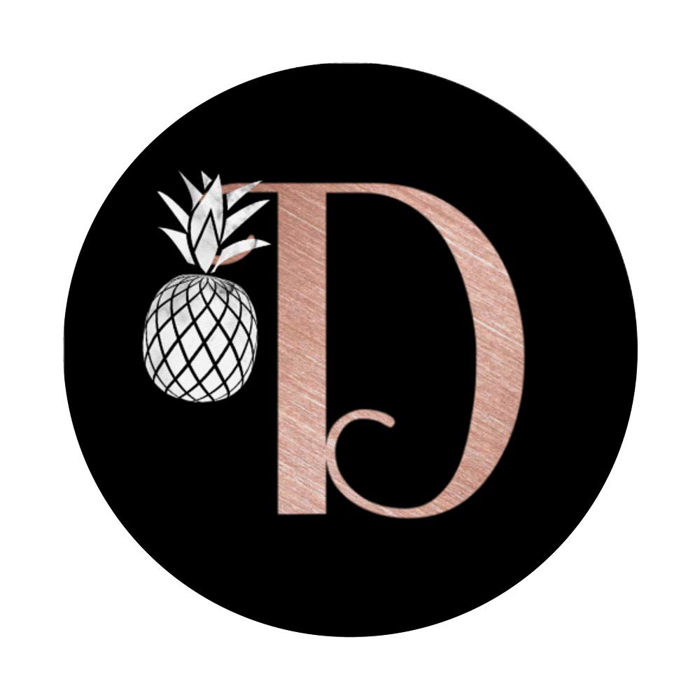 Rose Gold Monogram Phone Stand with Letter D - Elegant Pineapple Design for Desk & Home Decor - Perfect for iPhone, Samsung, and Tablets