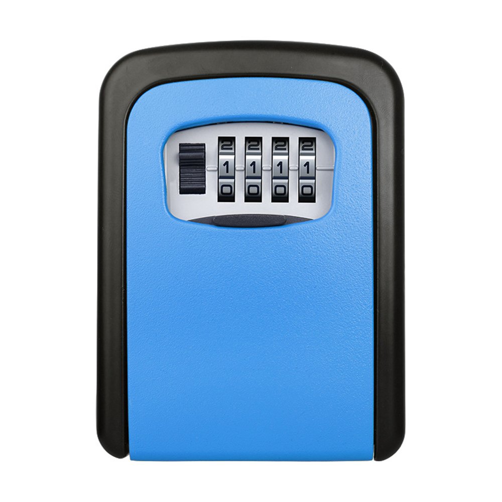 ELEOPTION 4 Digit Combination Key Lock Box - Wall Mount Safe Key Storage for Home, Office, Car & Outdoor Use | Weatherproof Key Locker with Secure Code Lock (Blue) - Perfect for Vacation Rentals, Airbnb Hosts & Property Management