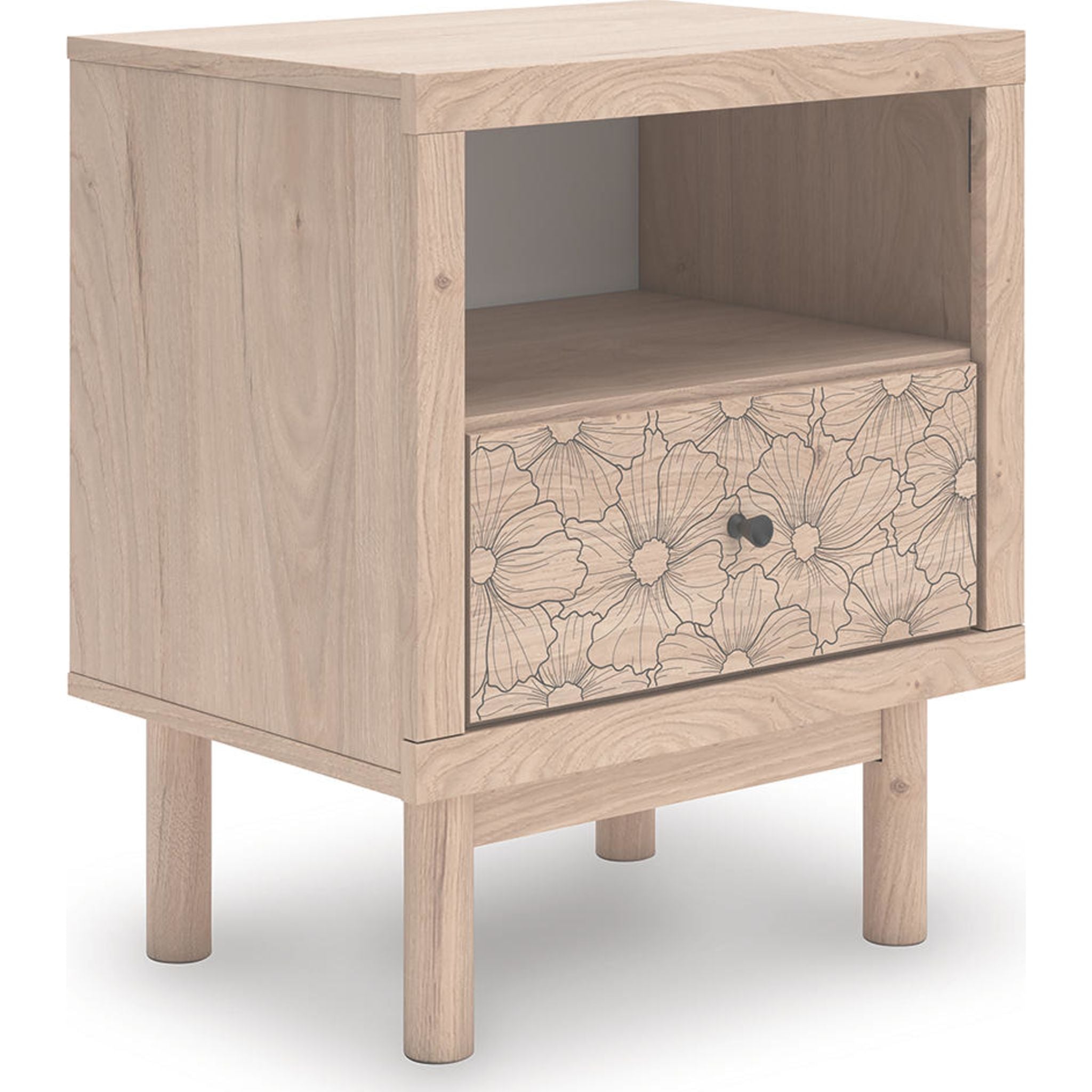 Arloster Nightstand in Tan - Modern Bedside Table with Drawer for Bedroom, Living Room, or Office - Perfect for Storage and Organization