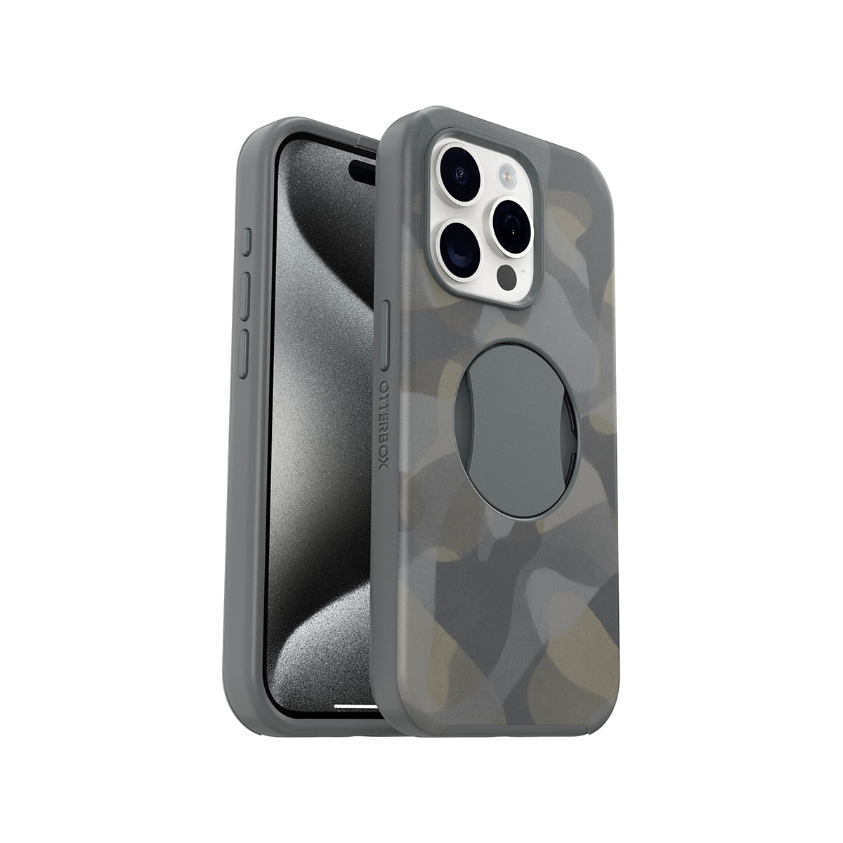 OtterBox OTTERGRIP Protective Case for iPhone 15 Pro - Iron Camo Design | Military-Grade Drop Protection | Slim & Grip Texture | Perfect for Outdoor Adventures, Work & Daily Use