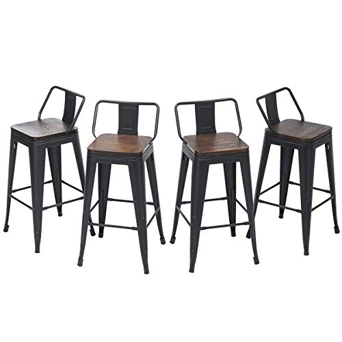 Low Back Swivel Black With Wood