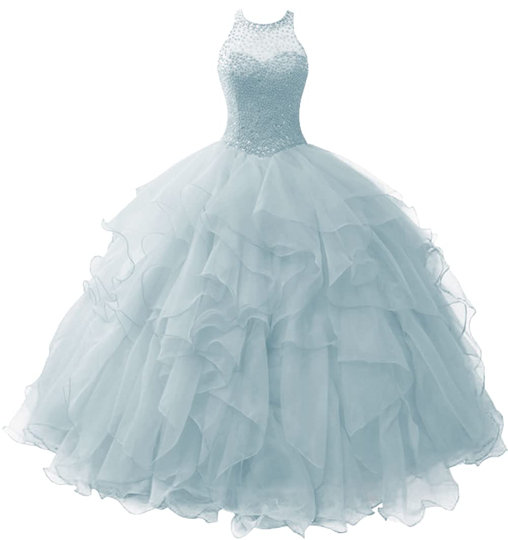 JAEDEN Elegant Beaded Prom Dress Ball Gown - Quinceanera Dresses with Ruffles for Evening Parties, Homecoming, Sweet 16 & Formal Events
