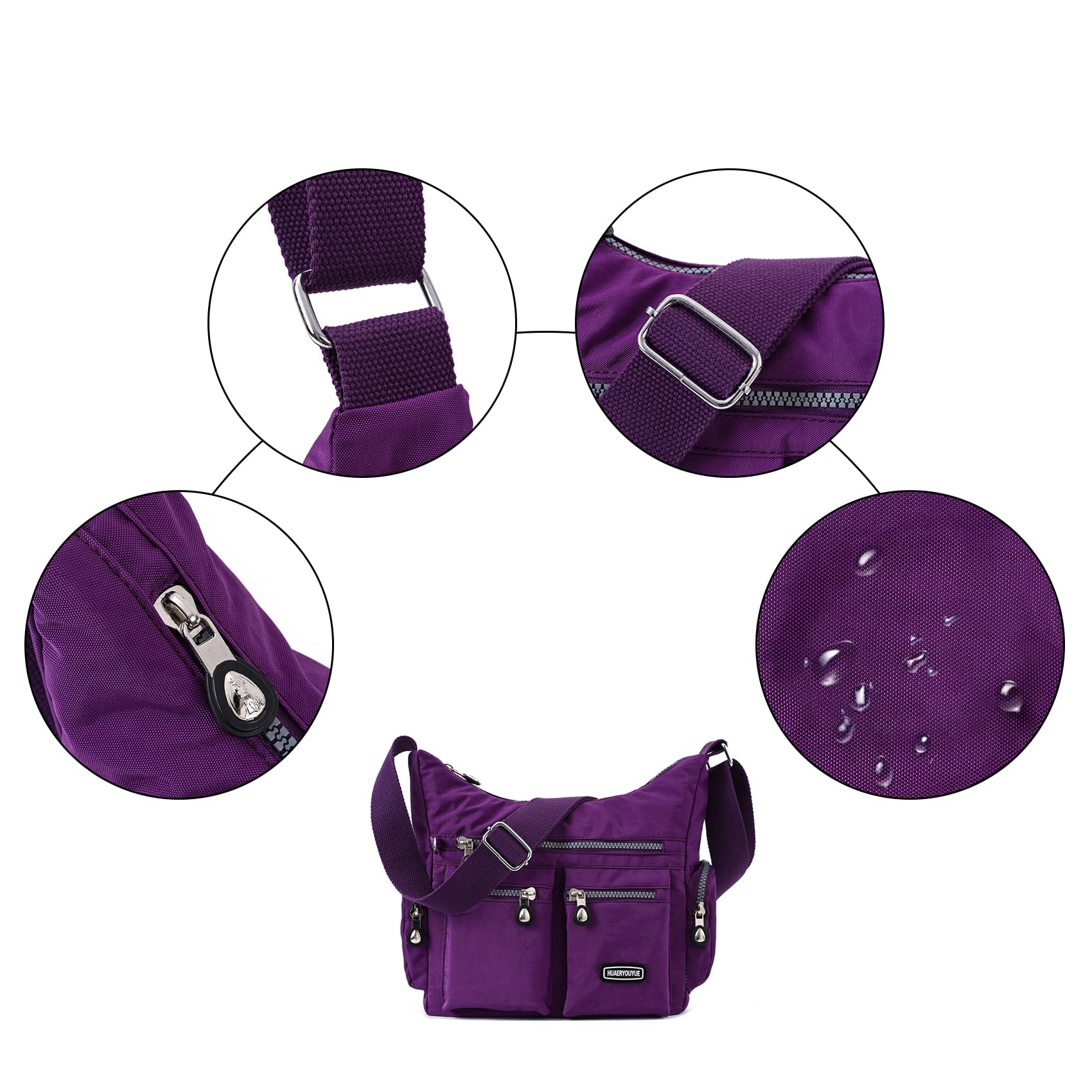 NOTAG Women's Waterproof Nylon Crossbody Bag - Casual Multi-Pocket Shoulder Purse for Daily Use