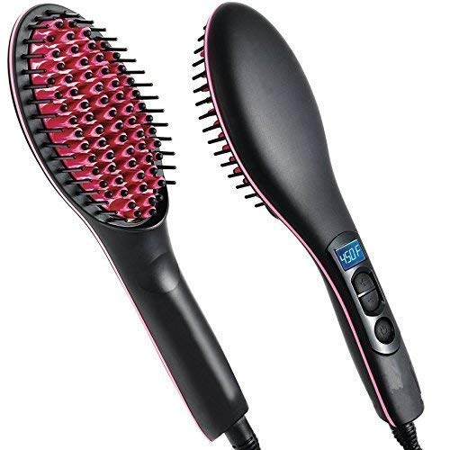 Anugrah Mart 3-in-1 Electric Hair Straightening Brush with Ceramic Plates & Temperature Control Display - Professional Hair Styler for Women - Perfect for Home Use, Travel & Salon-Quality Styling