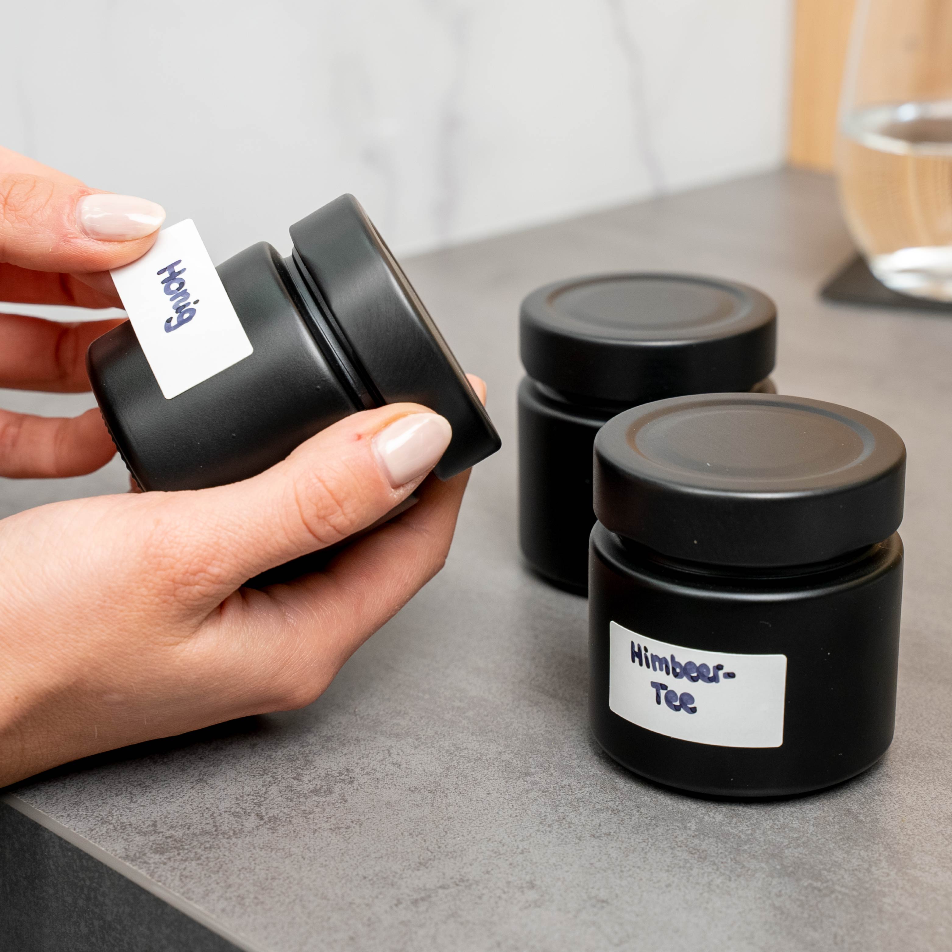 Premium Black Magnetic Spice Jars 125ml with Wooden Lid - Ideal for Kitchen Organization & Spice Storage