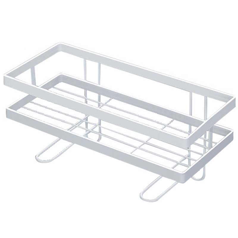 Over The Toilet Storage Shelf - Bathroom Organizer with Hanging Hooks & Adhesive Base, No Drilling Space Saver for Small Bathrooms - Perfect for Organizing Toilet Paper, Towels & Toiletries (White) - Ideal for Apartments, Dorms & Compact Bathrooms