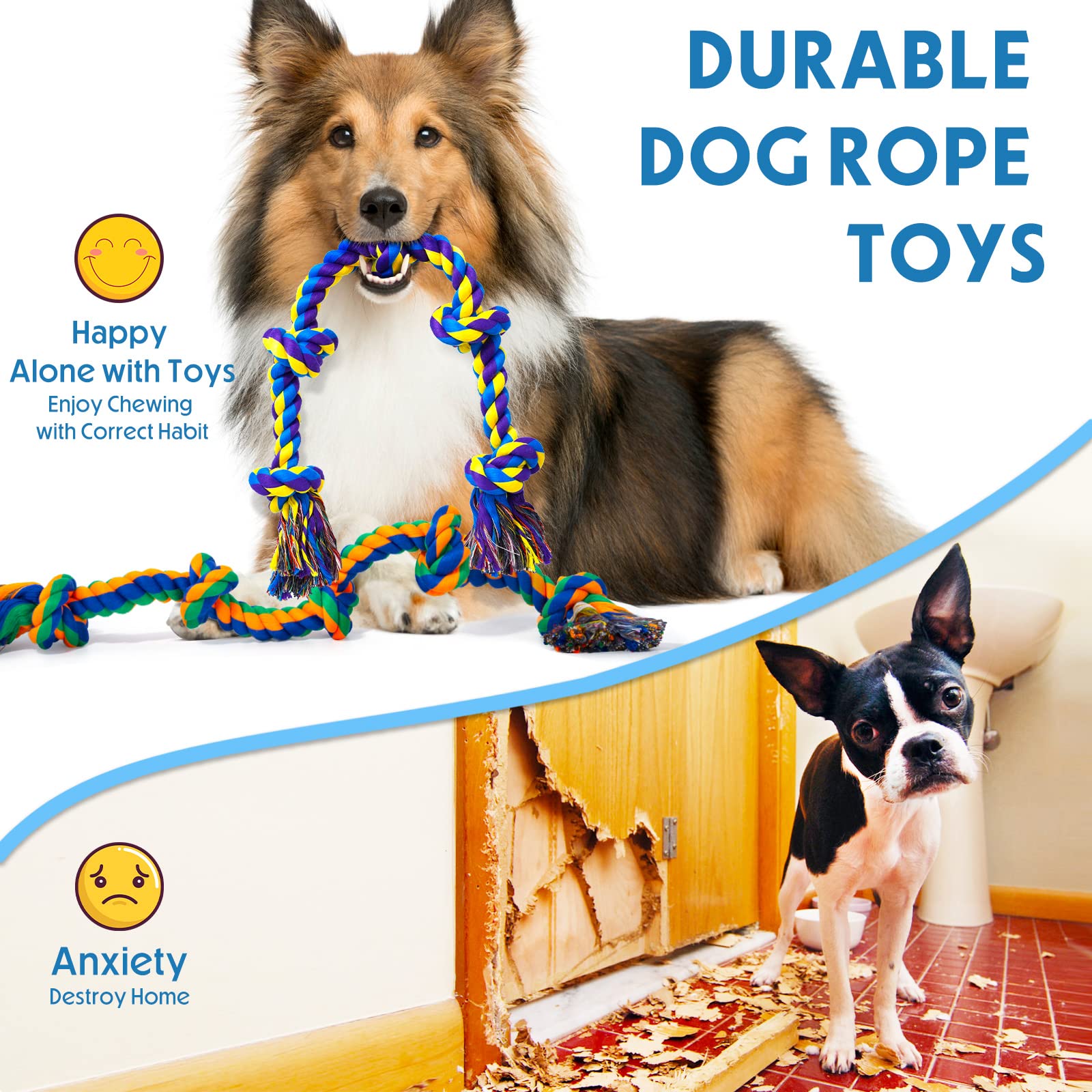 XL Indestructible Dog Toys for Aggressive Chewers - Durable Large Breed Chew Toys for Big Dogs | Safe & Long-Lasting Puppy Teething Toys | Cotton Rope Toys for Medium Dogs - Perfect for Playtime, Training & Dental Health