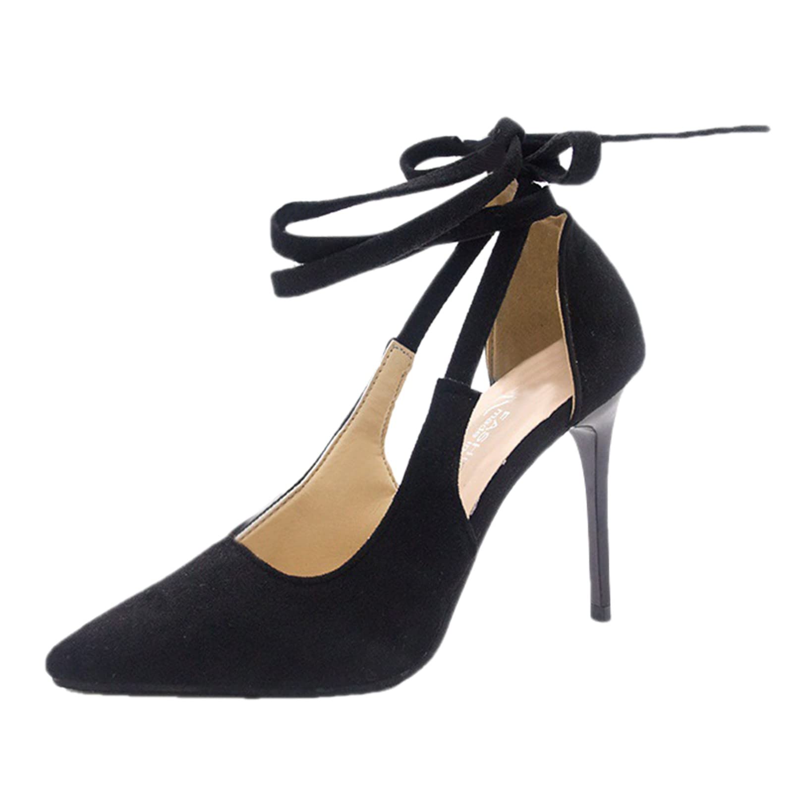 Ankarnis Women's Comfortable High Heel Pumps - Pointed Toe Dress Shoes with Breathable Lace Hollow Design for Office, Party & Wedding | Elegant Peep Toe Sandals for Women