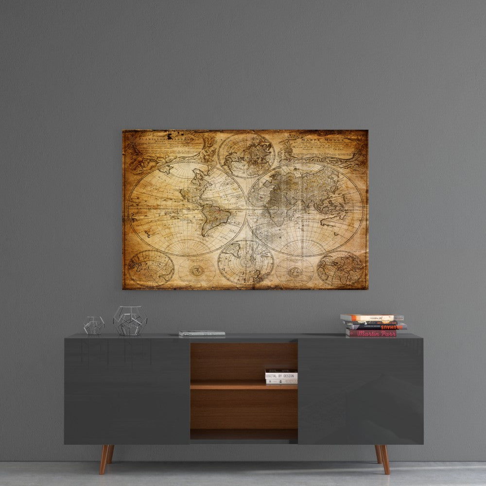 World Map Glass Wall Art - Elegant Decorative Piece for Home, Office & Gifts - Perfect for Living Room, Bedroom or Study Decor