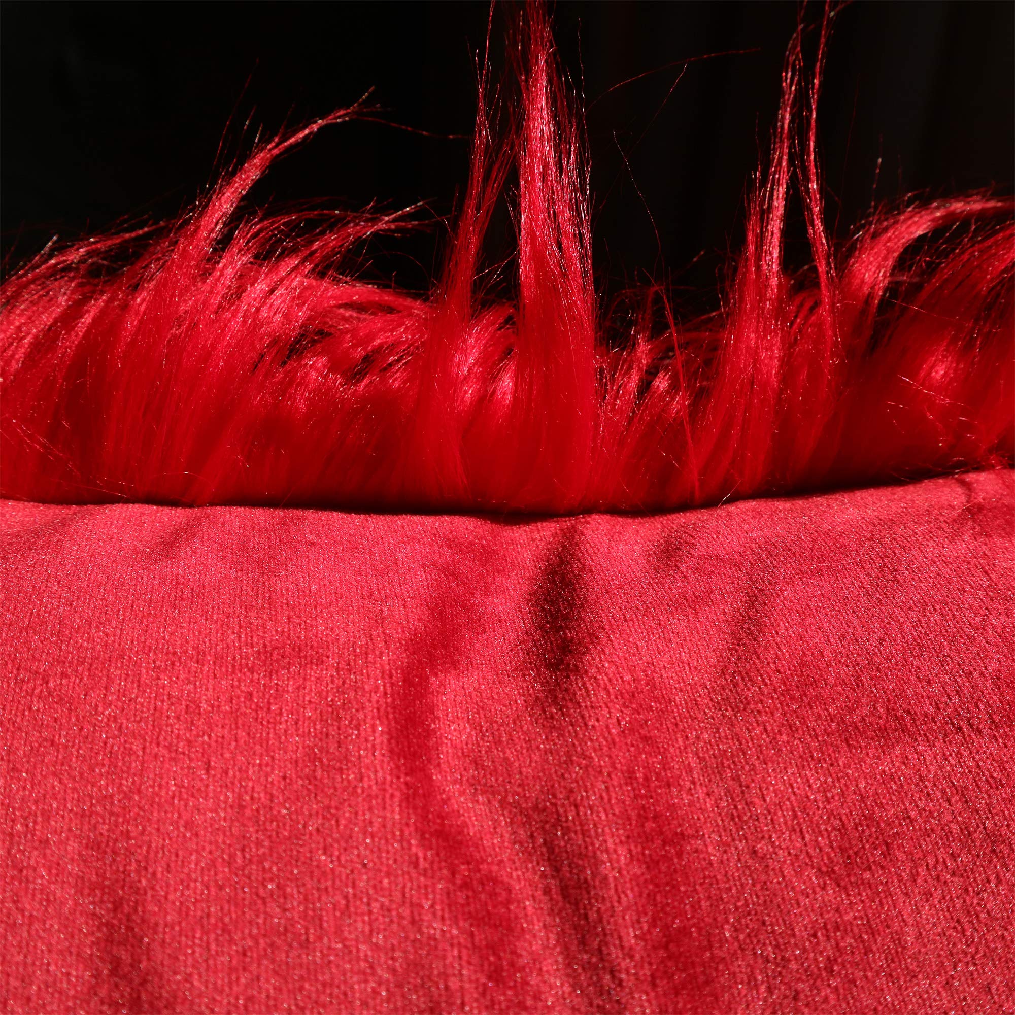 Luxury Faux Fur Throw Pillow Covers 18x18 Inch (45x45cm) - Soft Mongolian Long Fur Square Cushion Covers for Couch, Sofa & Floor - 100% Polyester Home Decor (Bright Red, 2-Pack) - Perfect for Living Room, Bedroom & Cozy Home Decor