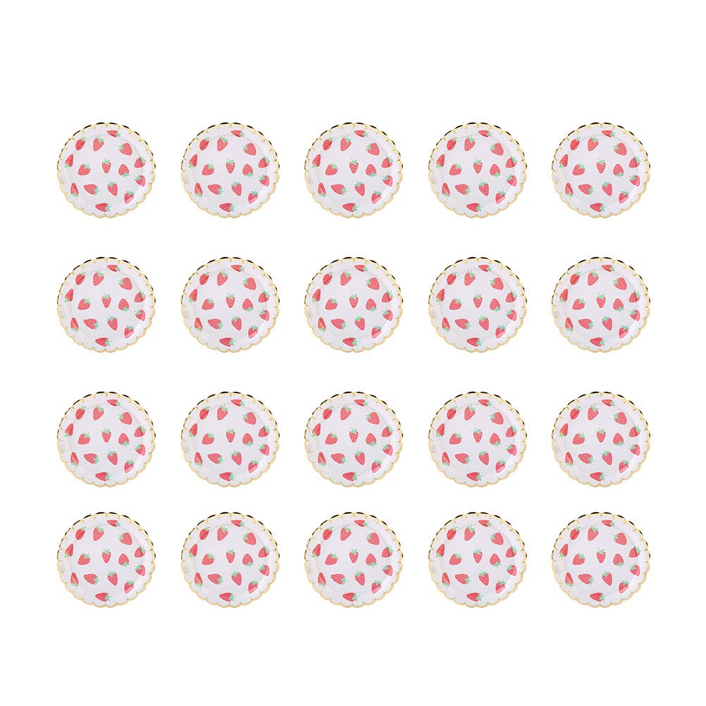 20-Pack 7-Inch Disposable Strawberry Paper Plates - Eco-Friendly Party Tableware for Birthday, Picnic, BBQ & Fruit Serving - Bulk Supplies for Events & Gatherings