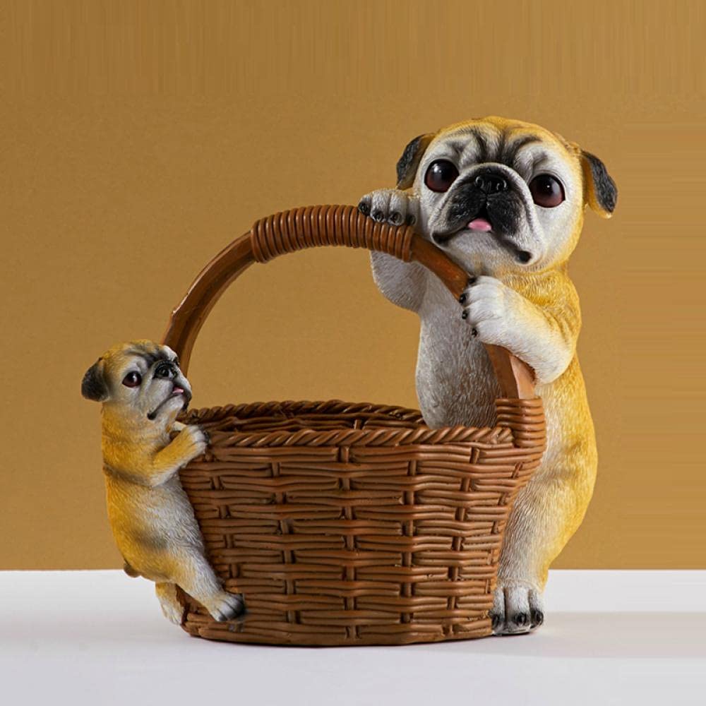 Resin Animal Dog Storage Basket - Outdoor Statue & Home Decor for Desktop, Shelf, or Garden - Perfect for Organizing Keys, Toys, and Small Items