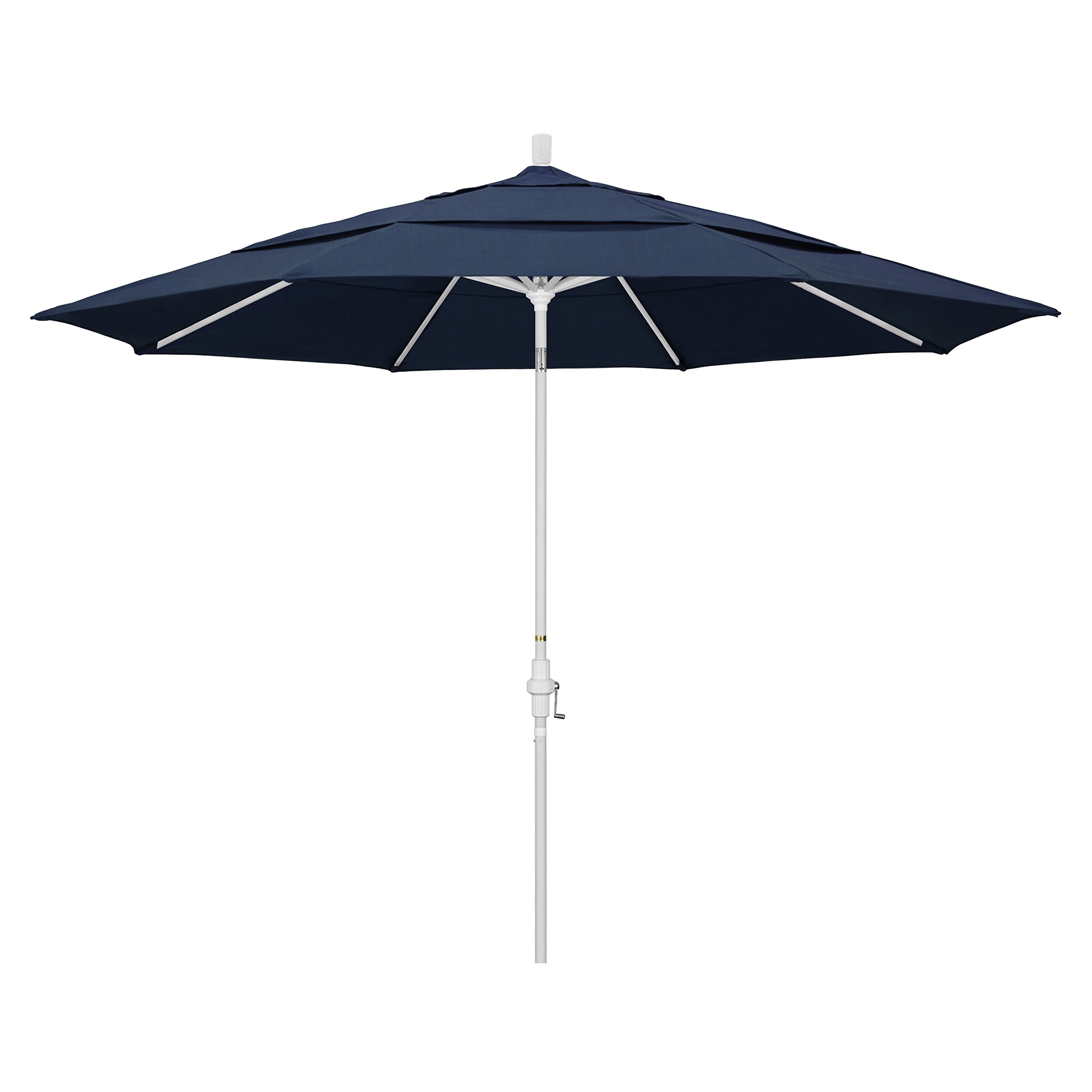 California Umbrella 11' Round Aluminum Patio Umbrella with Crank Lift & Tilt - Bronze Pole for Outdoor Dining, Poolside Lounging, and Backyard Relaxation