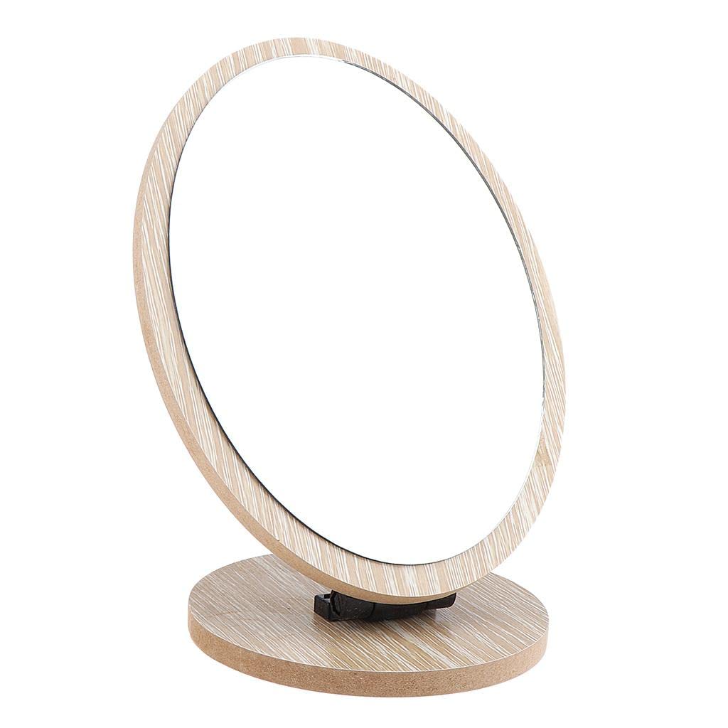 Losa Round Wooden Standing Mirror with Frame & Stand - Perfect for Vanity, Dressing Table, and Makeup Station - Elegant Home & Salon Decor