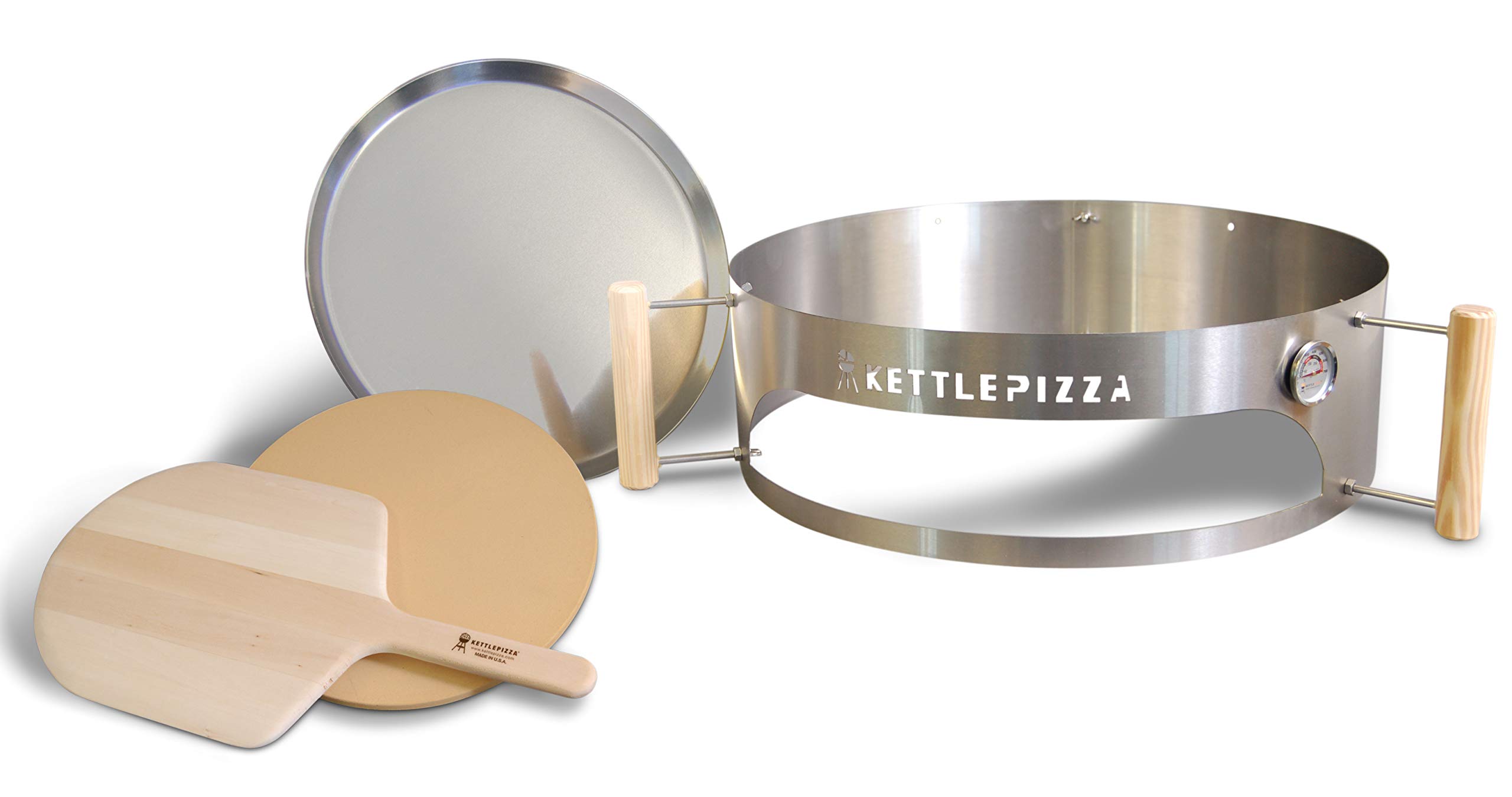KettlePizza Deluxe Charcoal Pizza Oven Kit for 26.75 Inch Weber Kettle Grill - Outdoor Cooking Accessory for Backyard BBQ & Wood-Fired Pizza Parties