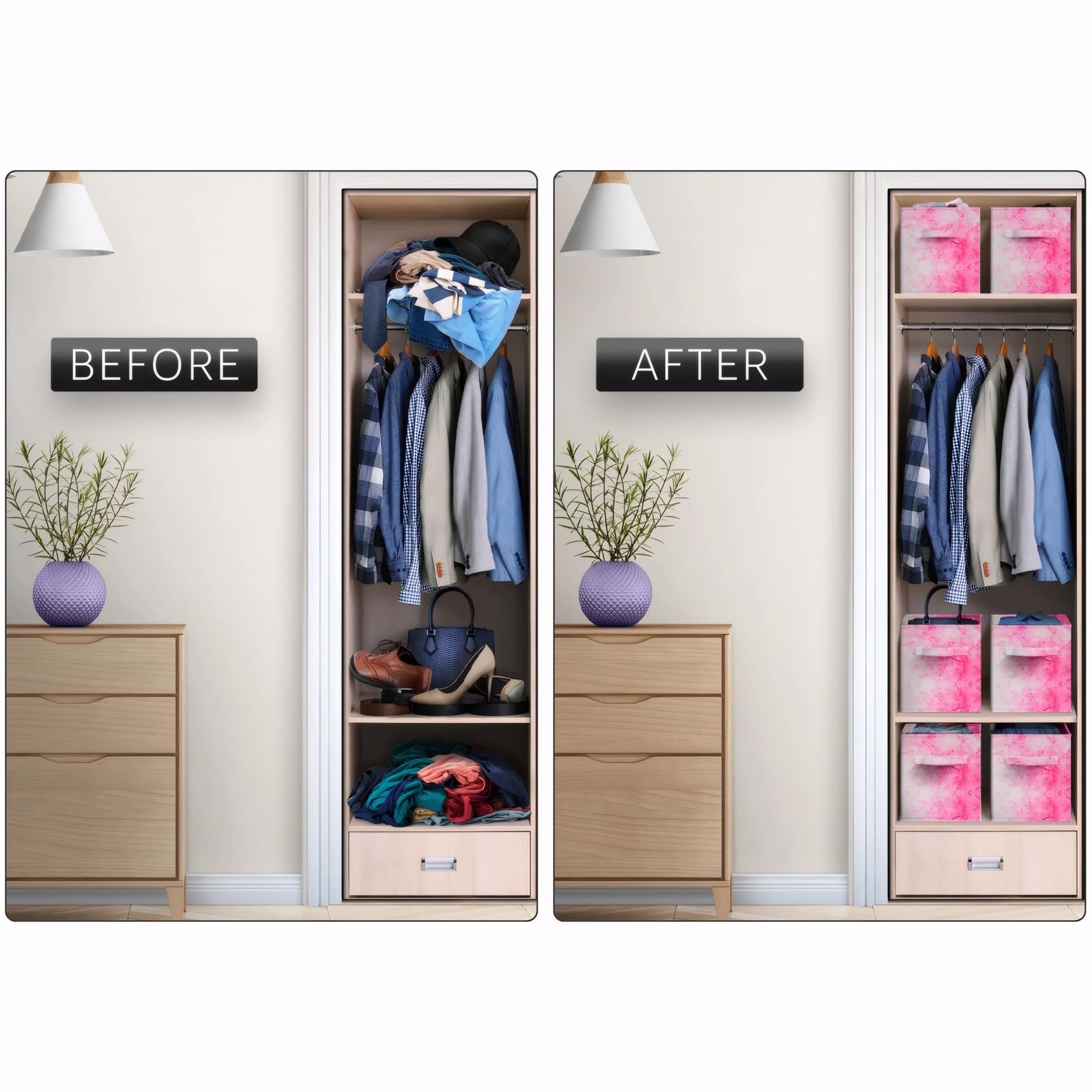Colorful Collapsible Storage Bins 6-Pack - Foldable Fabric Storage Boxes with Handles, 11 Inch Organizer Cubes for Shelves, Closet, Nursery & Home Organization