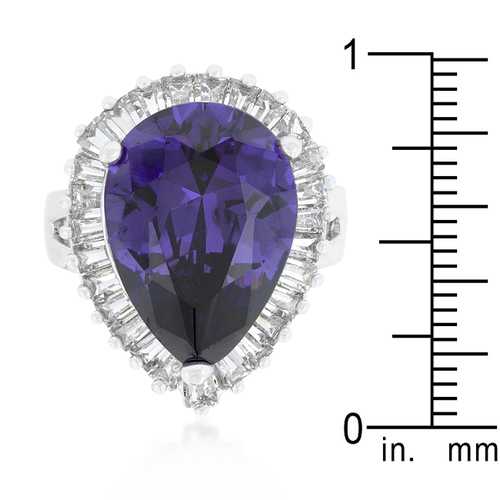 Elegant Cubic Zirconia Cocktail Ring in Purple & Clear - Perfect for Evening Parties, Weddings & Special Occasions