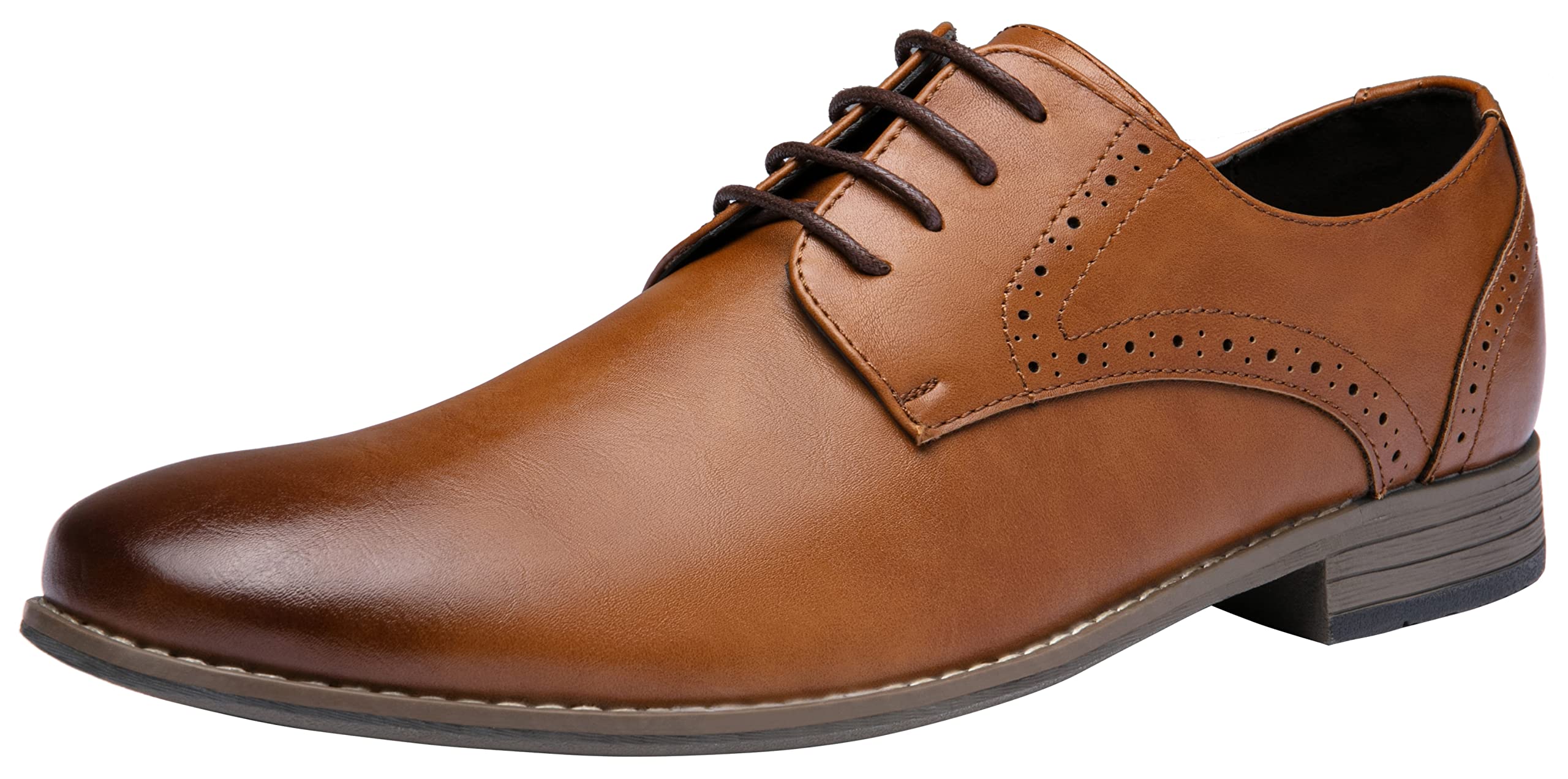 Jousen Men's Oxford Plain Toe Dress Shoes - Classic Formal Derby Shoes for Business, Office & Wedding - Comfortable Leather Business Shoes for Men