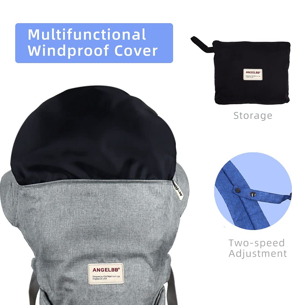 **ANGELBB 4-in-1 Adjustable Baby Carrier with Hip Seat – Ergonomic & Portable Infant Carrier for Newborn to Toddler (0-36 Months) – Multi-Position, Soft & Breathable – Perfect for Travel, Hiking & Daily Use (Blue, Newborn Gift)**