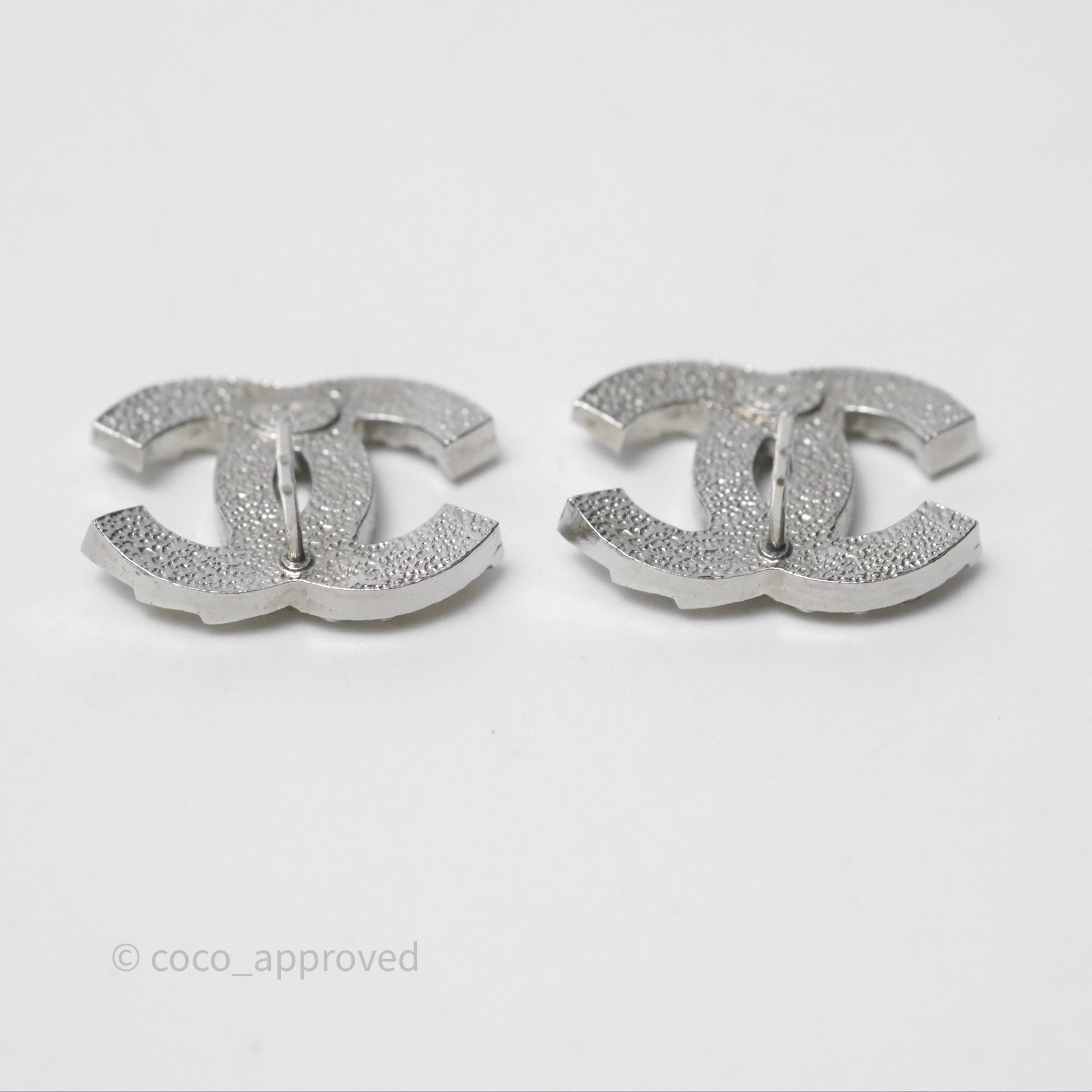 Chanel CC Crystal Stud Earrings in Silver Tone - 14C - Elegant Jewelry for Parties, Weddings & Special Occasions