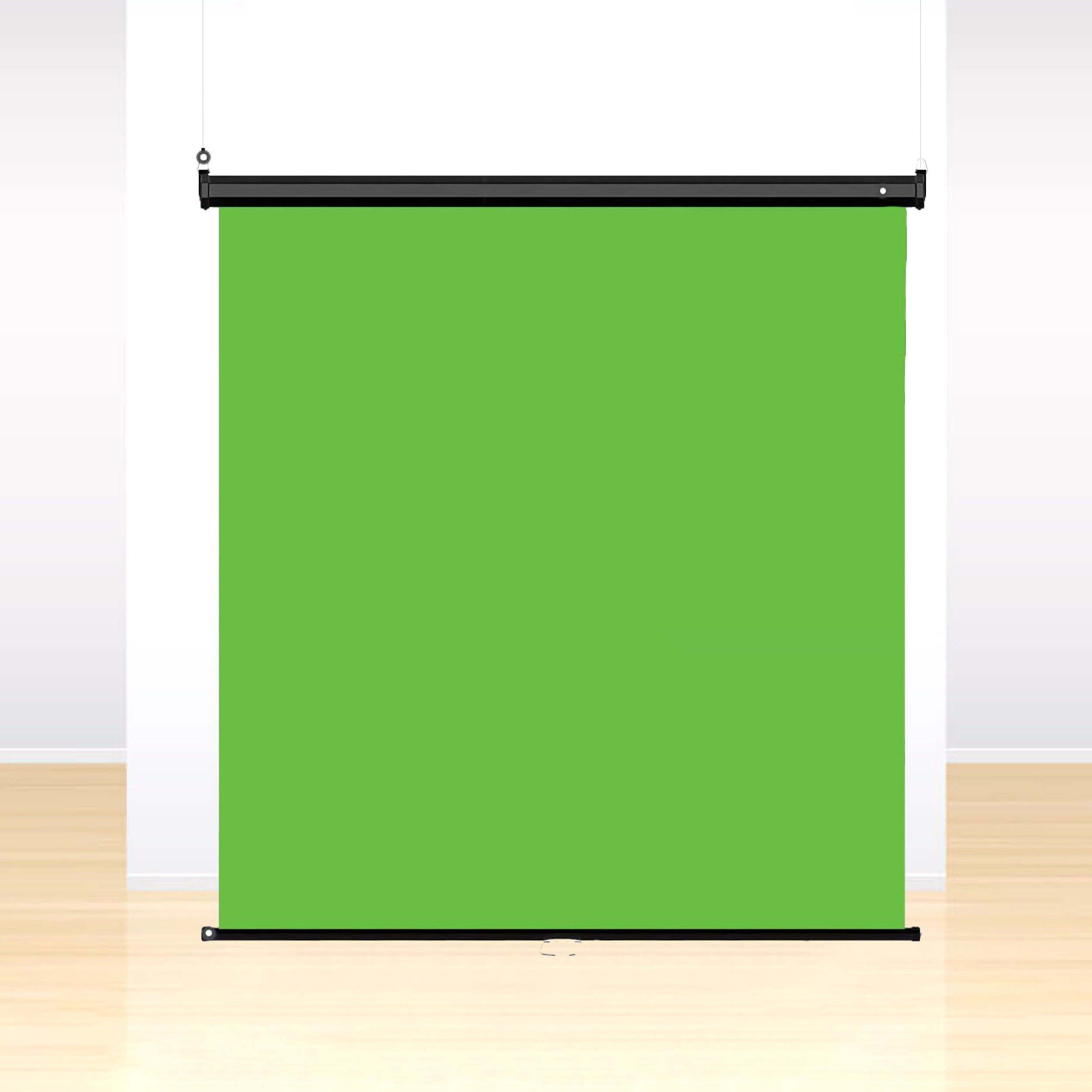 1.8x2m Retractable Chroma Key Green Backdrop - Wall Mounted Foldable Green Screen for Photography, Video Streaming & Virtual Meetings