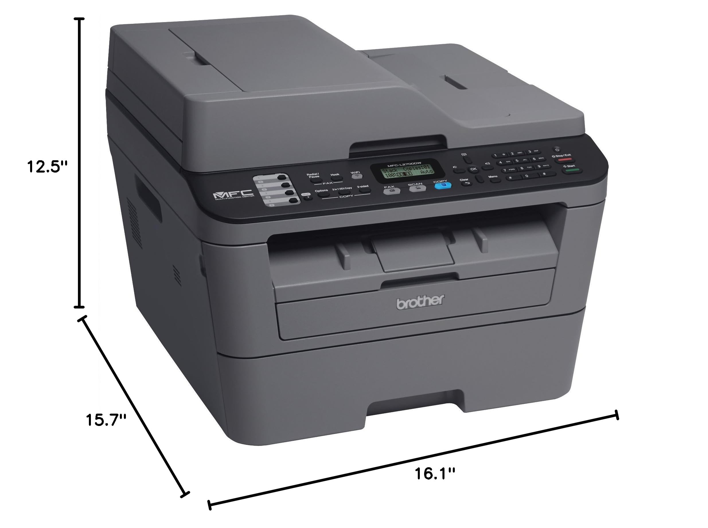 Brother MFCL2700DW Wireless All-in-One Laser Printer with Duplex Printing & Amazon Dash Replenishment | Home Office & Small Business Printing Solution for Documents, Labels & Reports