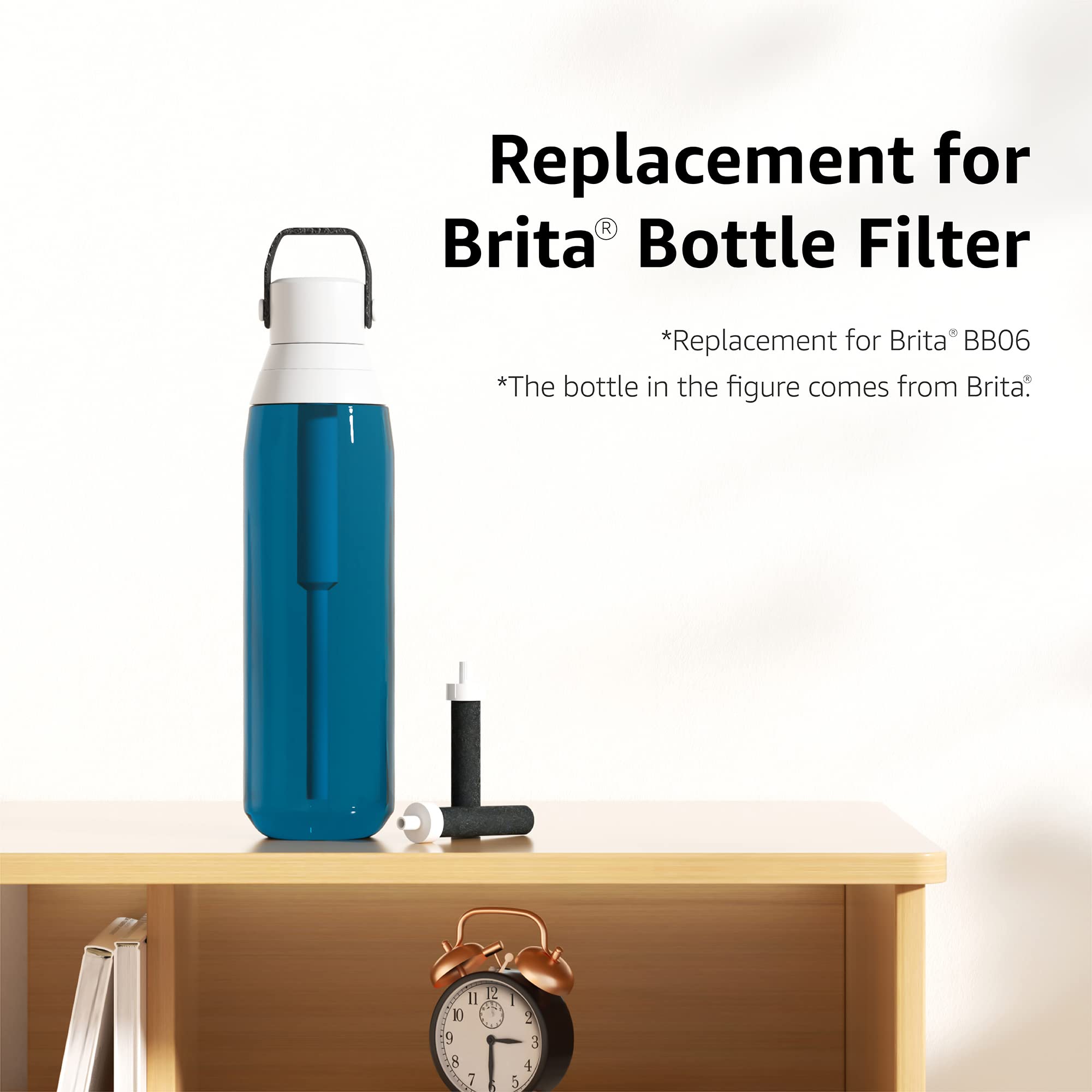AQUA CREST Water Filter Replacement Cartridges - Compatible with Brita BB06, Hard Sided, Stainless Steel & Plastic Bottles (8 Pack) | Clean Drinking Water for Home, Office, Gym & Outdoor Activities