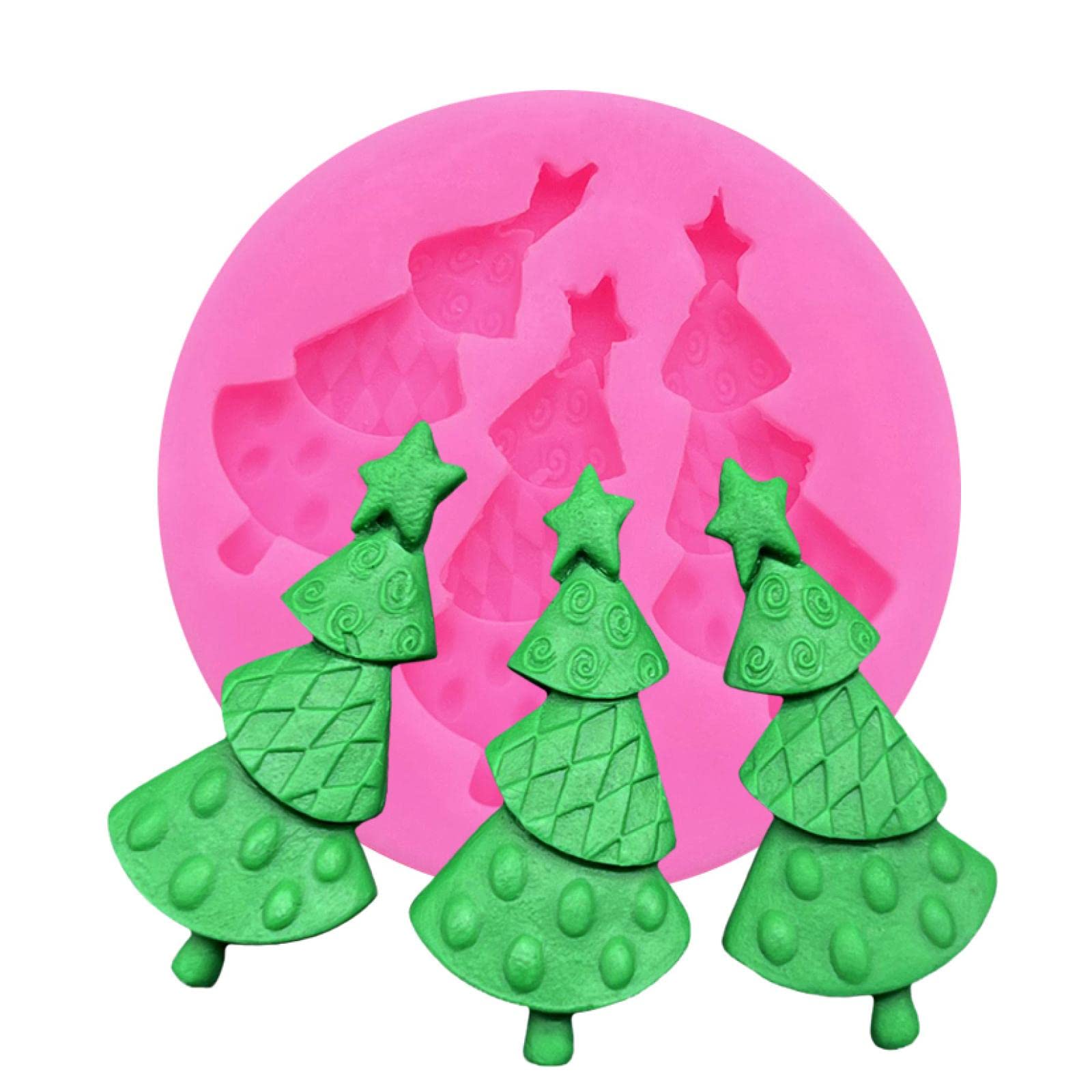 Premium Fondant Molds & Chocolate Molds Set - Christmas Tree & Star Shaped Silicone Baking Molds for Cupcakes, Cakes, and DIY Dessert Decorations - Perfect for Holiday Baking, Birthday Parties, and Home Baking Projects