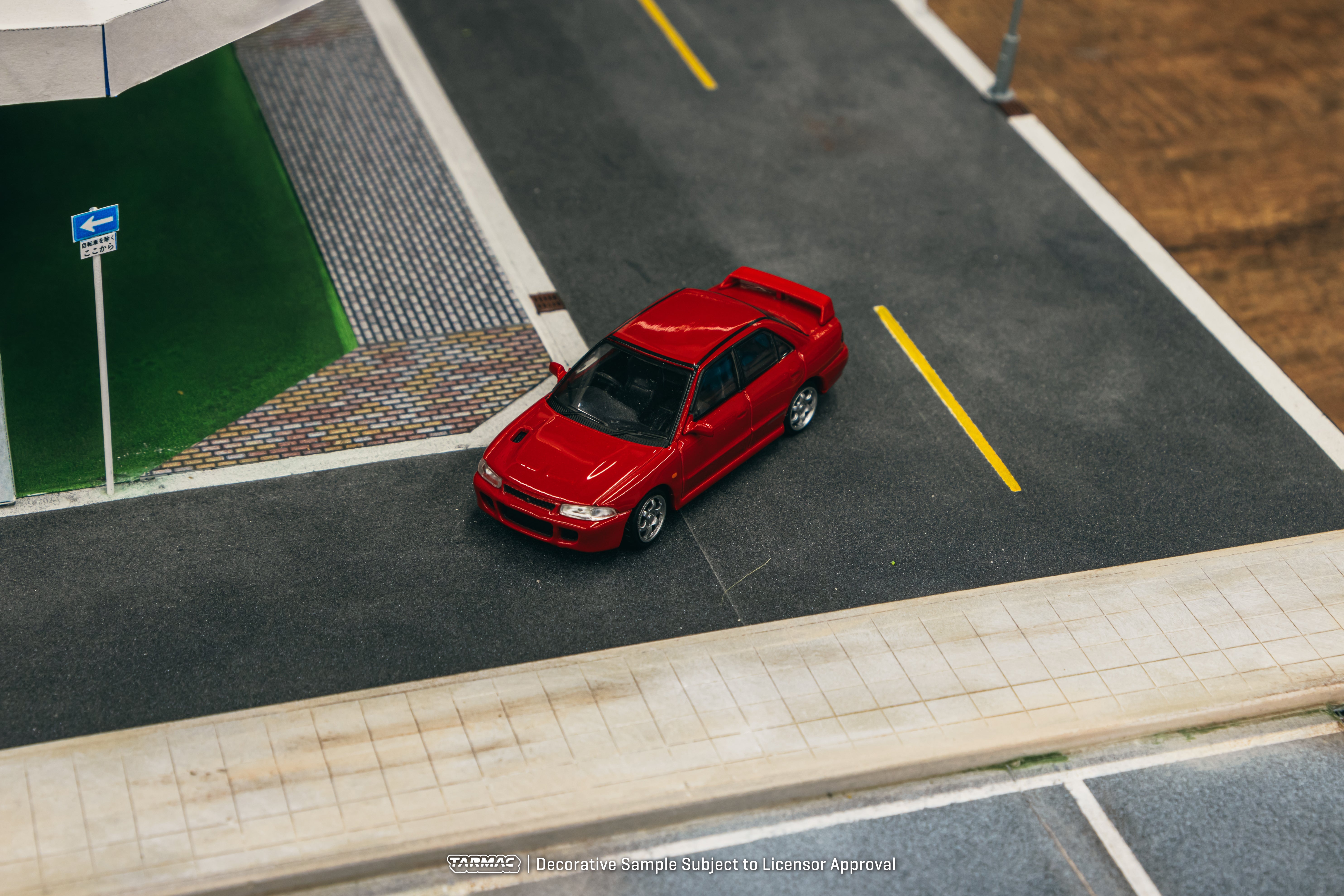 Tarmac Works 1/64 Mitsubishi Lancer GSR Evolution Red Diecast Model Car - Collectible Miniature Vehicle for Display & Racing Scenes - Perfect for Car Enthusiasts & Hobbyists