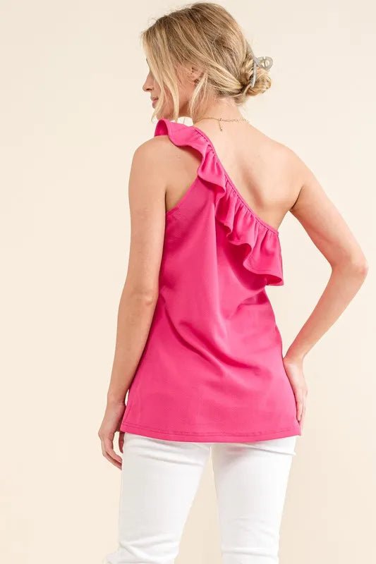 Women's One Shoulder Ruffle Sleeveless Tank Top - Sexy Summer Blouse for Beach, Party & Date Night