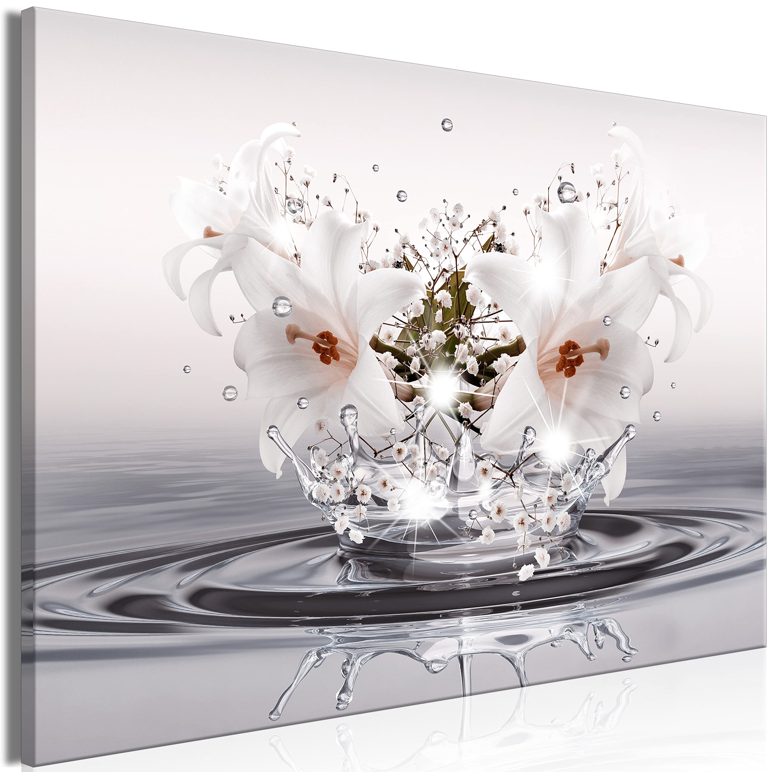 Artgeist Acoustic Canvas Wall Art Print - 35x24 inch Sound Absorbing Flower Painting with Acoustic Foam for Home & Office Decor - Lilien Zen Spa Water Nature Design - Perfect for Living Rooms, Bedrooms & Meditation Spaces