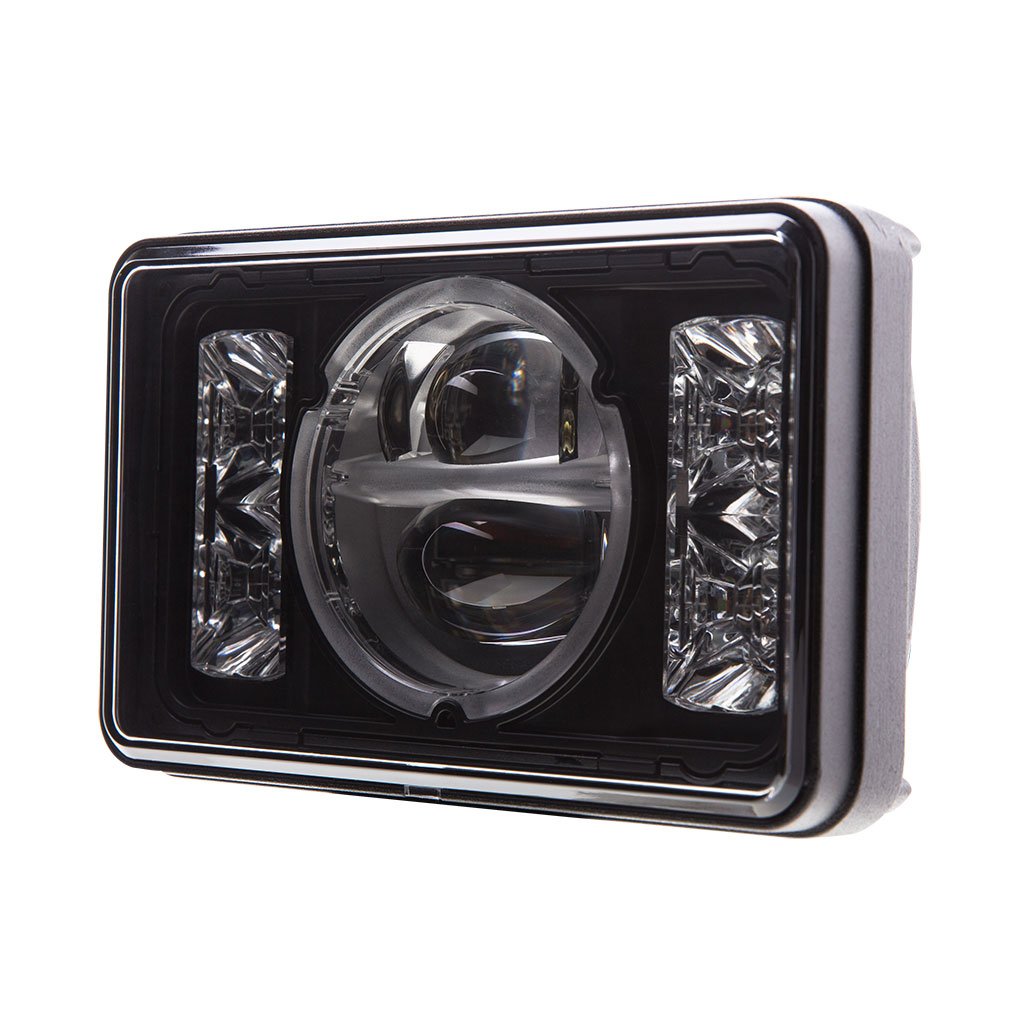 4 x 6 LED Black Projector Headlight Hi/Lo Beam - Compatible with Peterbilt 357, 378, 379 Trucks - High Performance Lighting for Night Driving & Off-Road Use