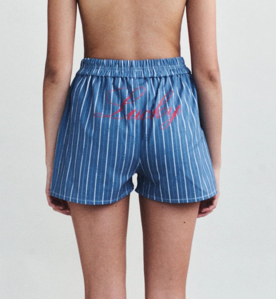 Faretumiya Women's Striped Elastic High Waist Straight Leg Summer Shorts - Casual Lounge Pajama & Y2K Sweat Shorts for Beach, Yoga, and Home Wear