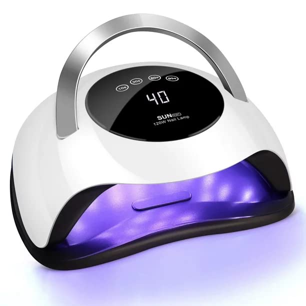 120W UV LED Nail Dryer Lamp with Smart Sensor & LCD Display - Fast Curing for Gel Polish, Acrylic Nails - Perfect for Home & Salon Manicures