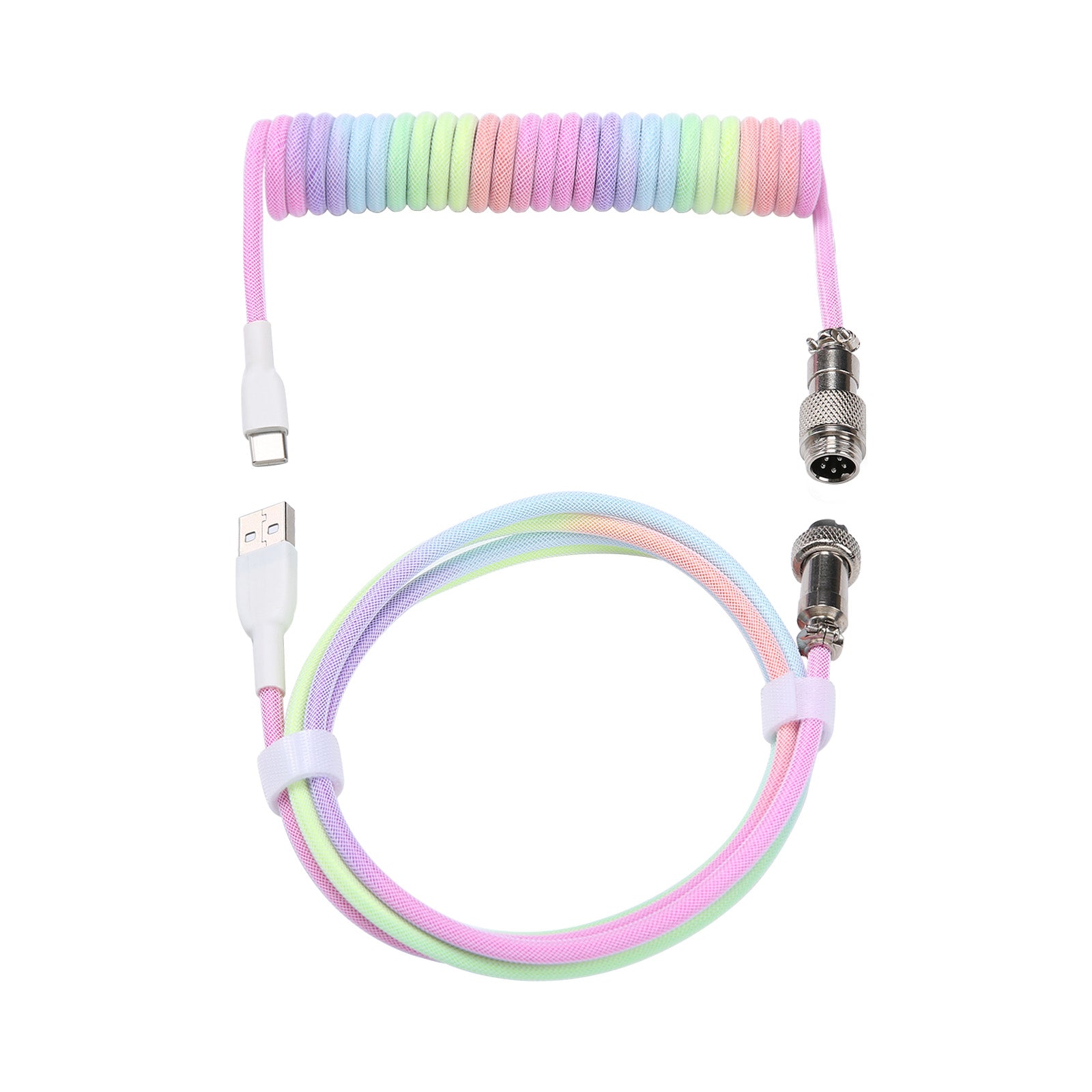 YUNZII Keynovo V3 Coiled USB-C to USB-A Aviator Keyboard Cable - Premium Braided Cord for Mechanical Gaming Keyboards (Perfect for PC, Mac, Gaming Setup & Office Workstation)