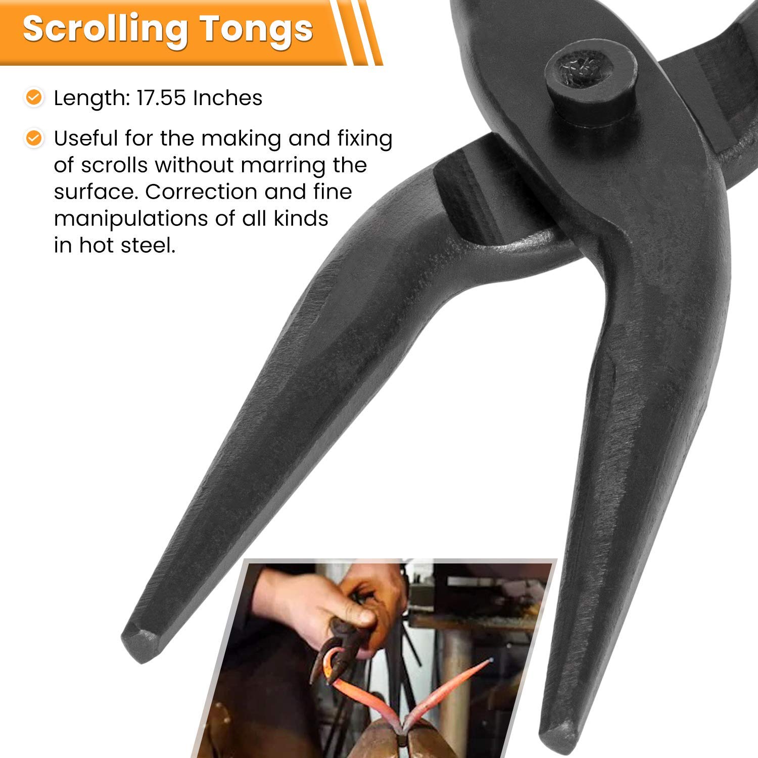 Professional Blacksmith Tongs Set for Knife Making & Bladesmithing - 6-Piece Forge Tool Kit with 1/4