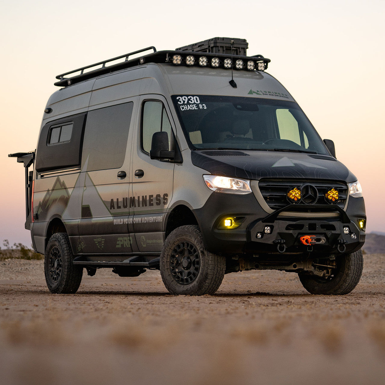 Aluminess Recon Front Winch Bumper for 2019-2023 Mercedes Sprinter Van - Heavy Duty Off-Road Protection for Adventure & Work Trucks