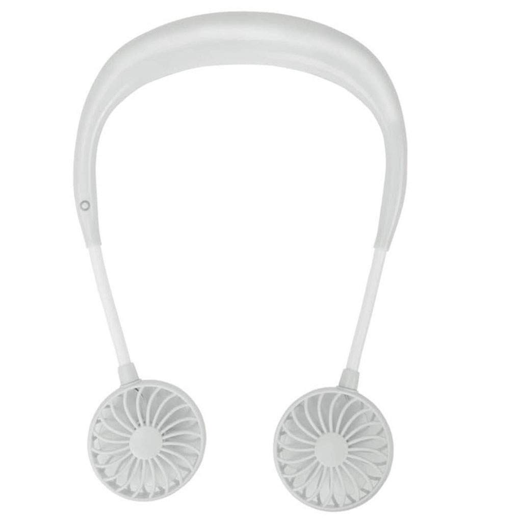 Portable USB Rechargeable Neck Fan - Hands-Free Dual Cooling Fan with 3 Speed Settings, Lightweight & Comfortable for Office, Home, Travel, Gym, and Outdoor Activities (White)